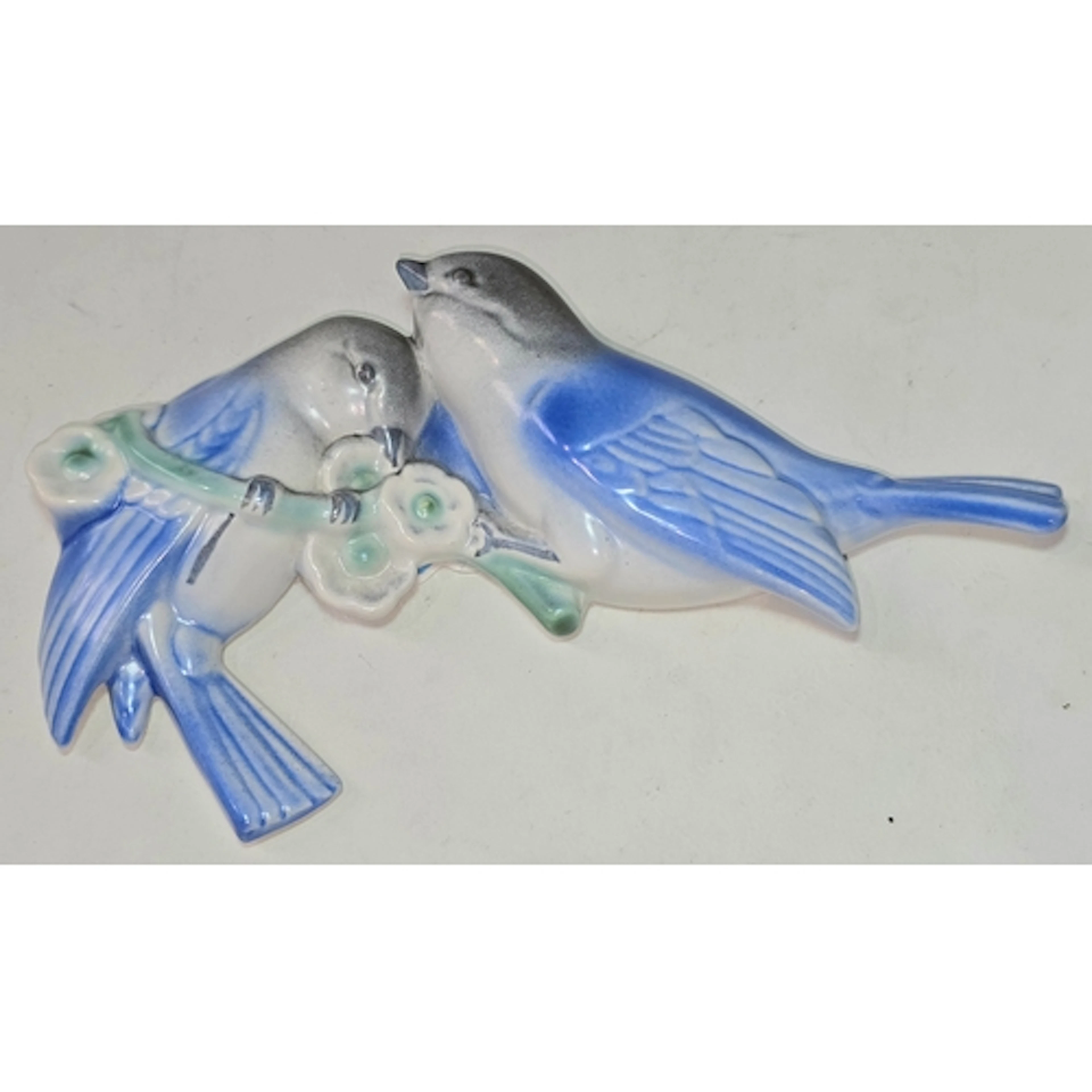 Poole Pottery pair of wall hanging Blue Birds 6.75" width.