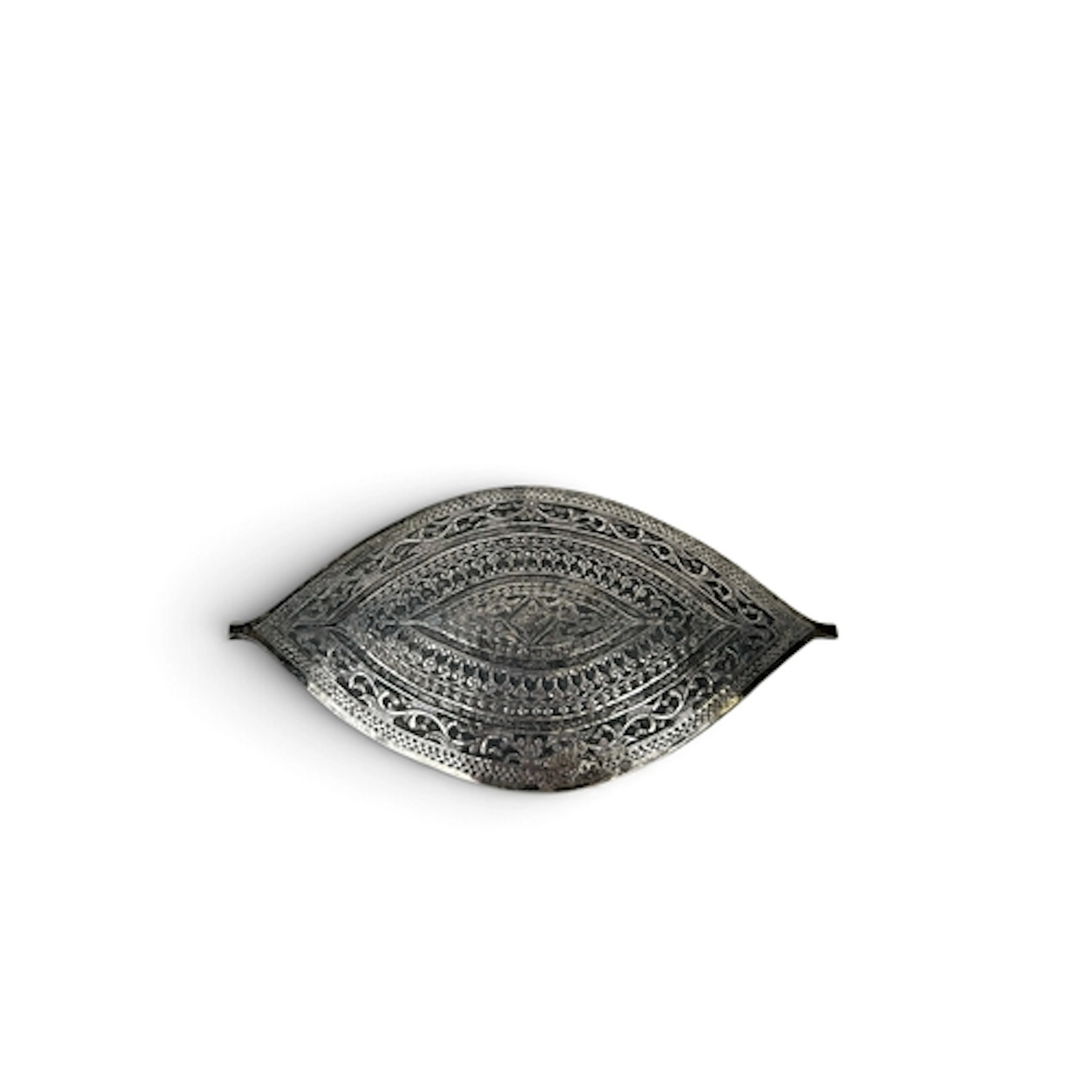 A 19TH CENTURY MALAYSIAN ISLAMIC ENGRAVED SILVER BELT BUCKLE...