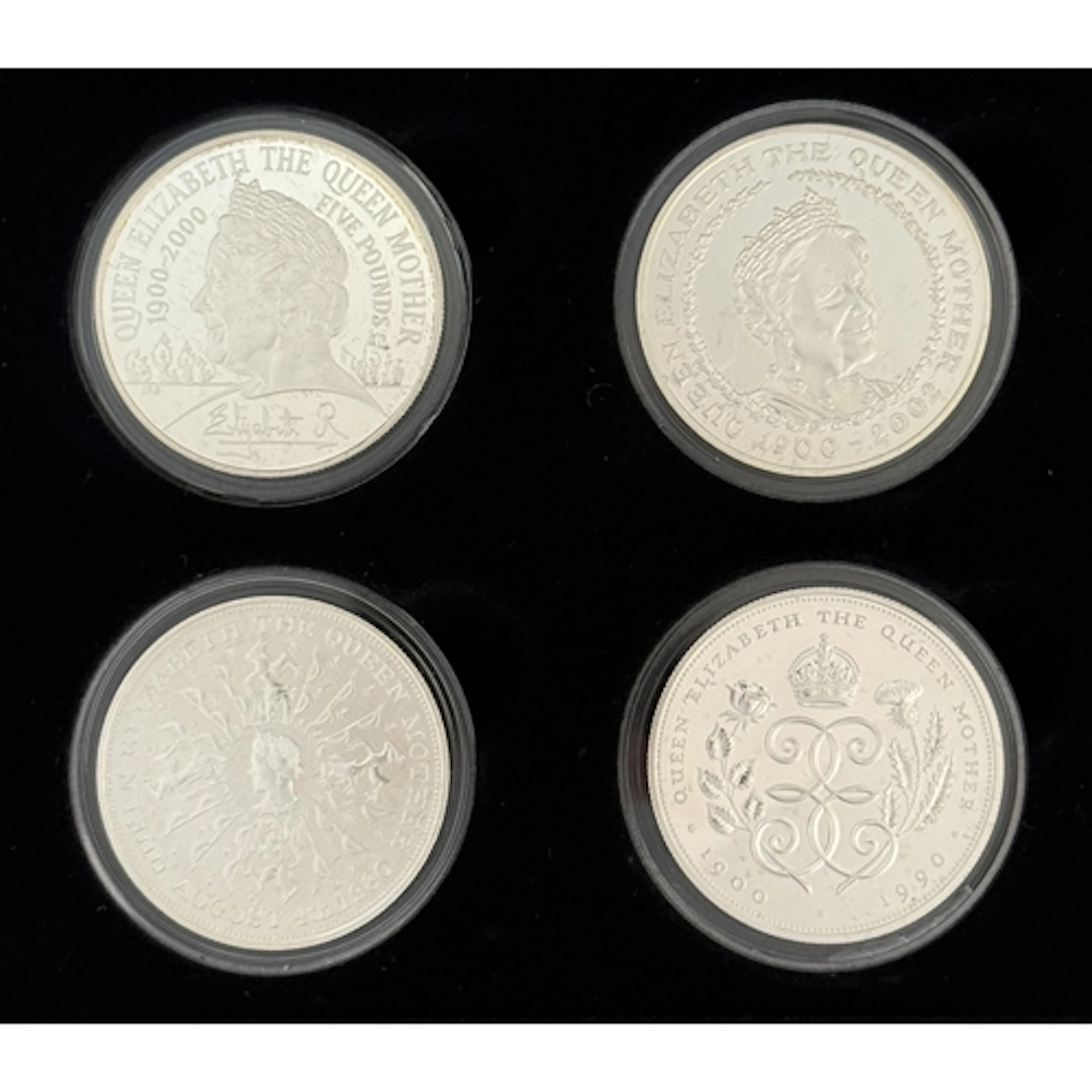 UK The Complete Queen Mother Four-Coin Silver Proof Collecti...