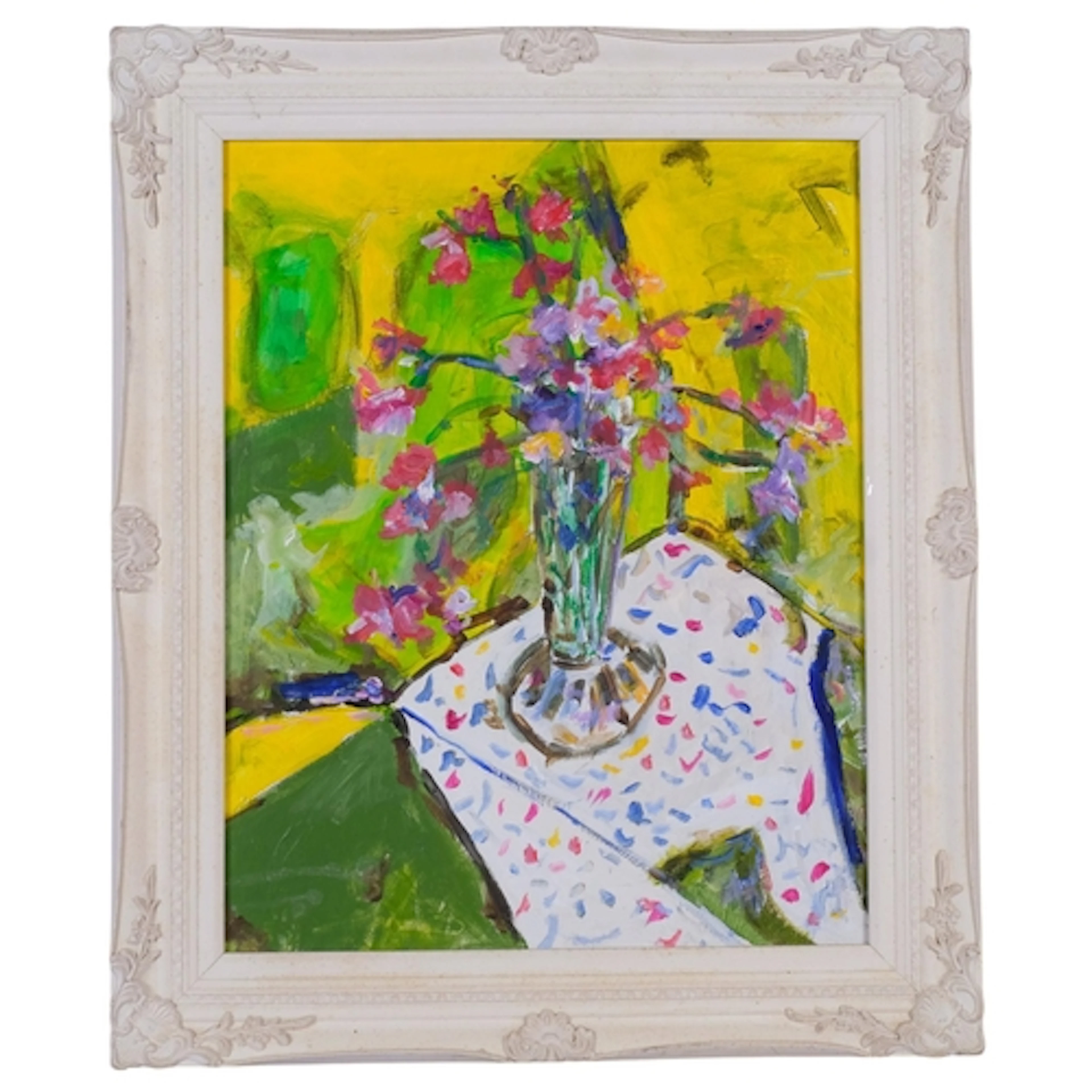 Abstract still life, contemporary oil on board, unsigned, 50...