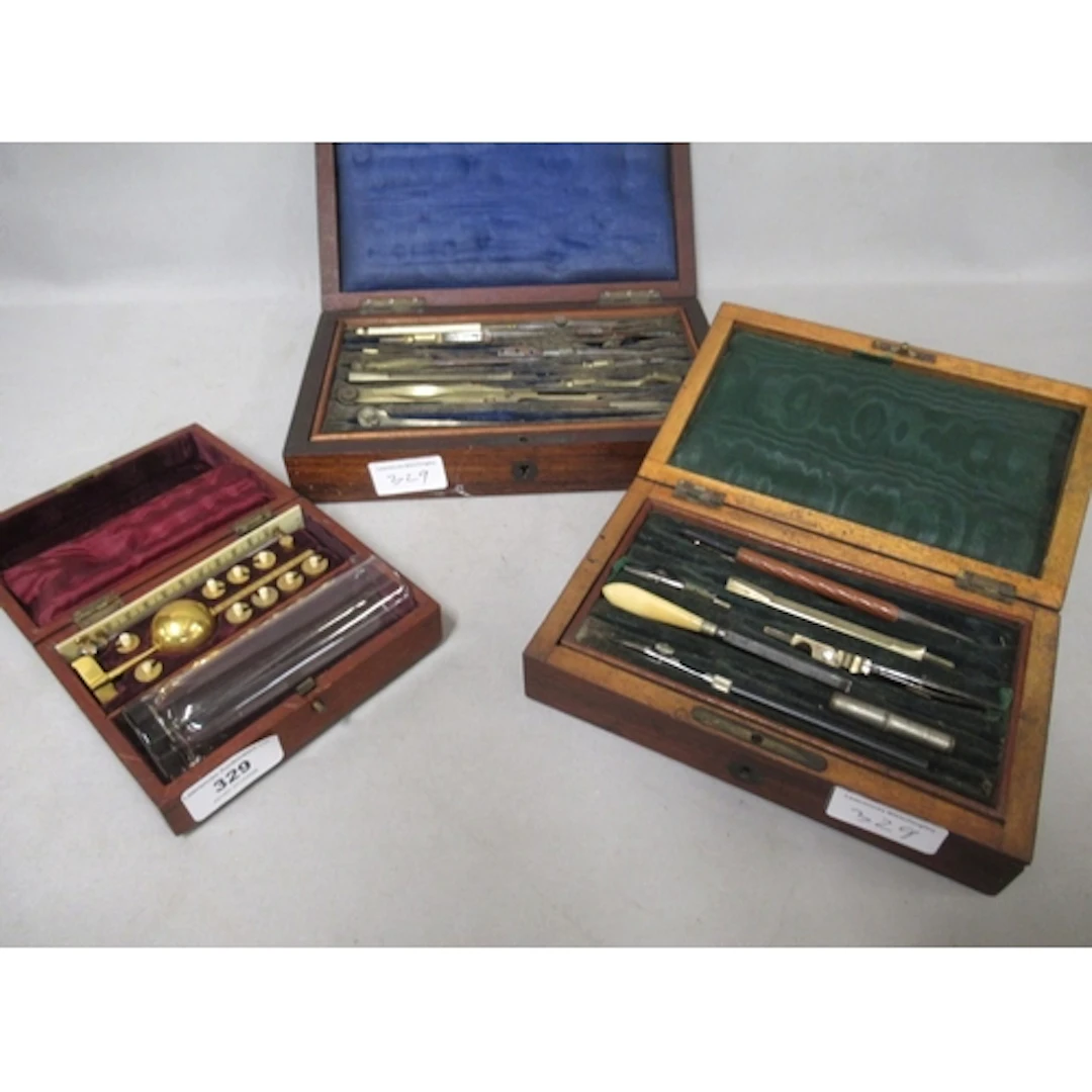 Small 19th Century mahogany cased brass hygrometer, together...
