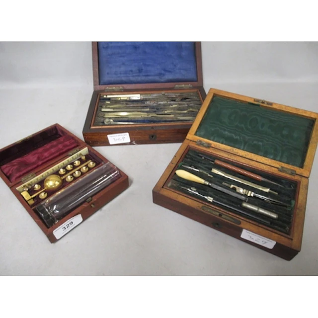 Small 19th Century mahogany cased brass hygrometer, together...
