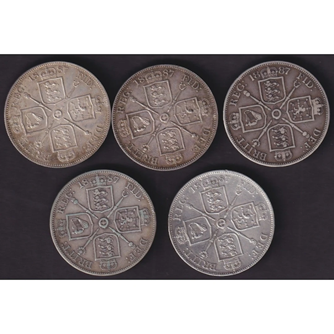 A group of five Great Britain Queen Victoria 1887 Double Flo...