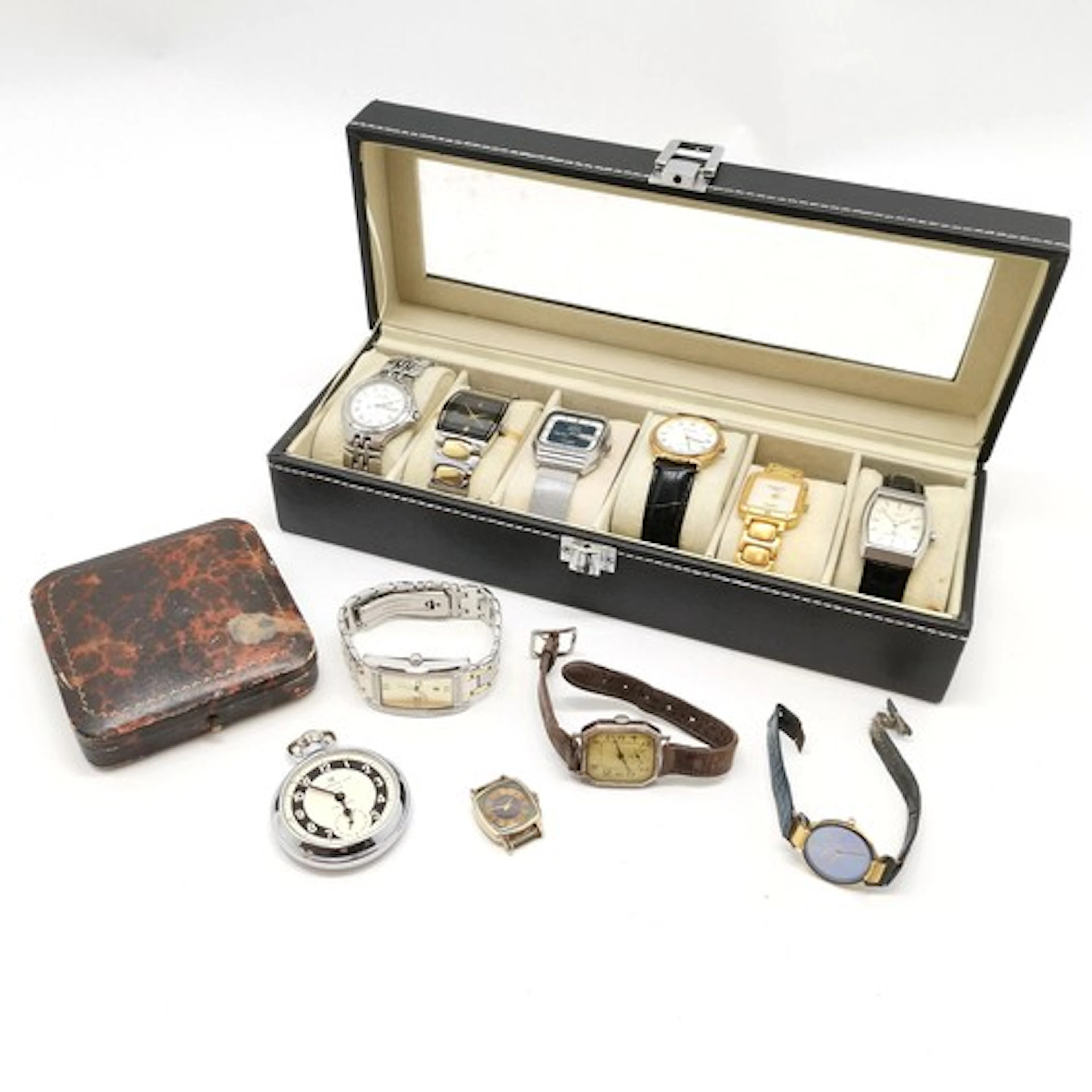 Art Deco silver cased manual wind wristwatch (25mm across), ...