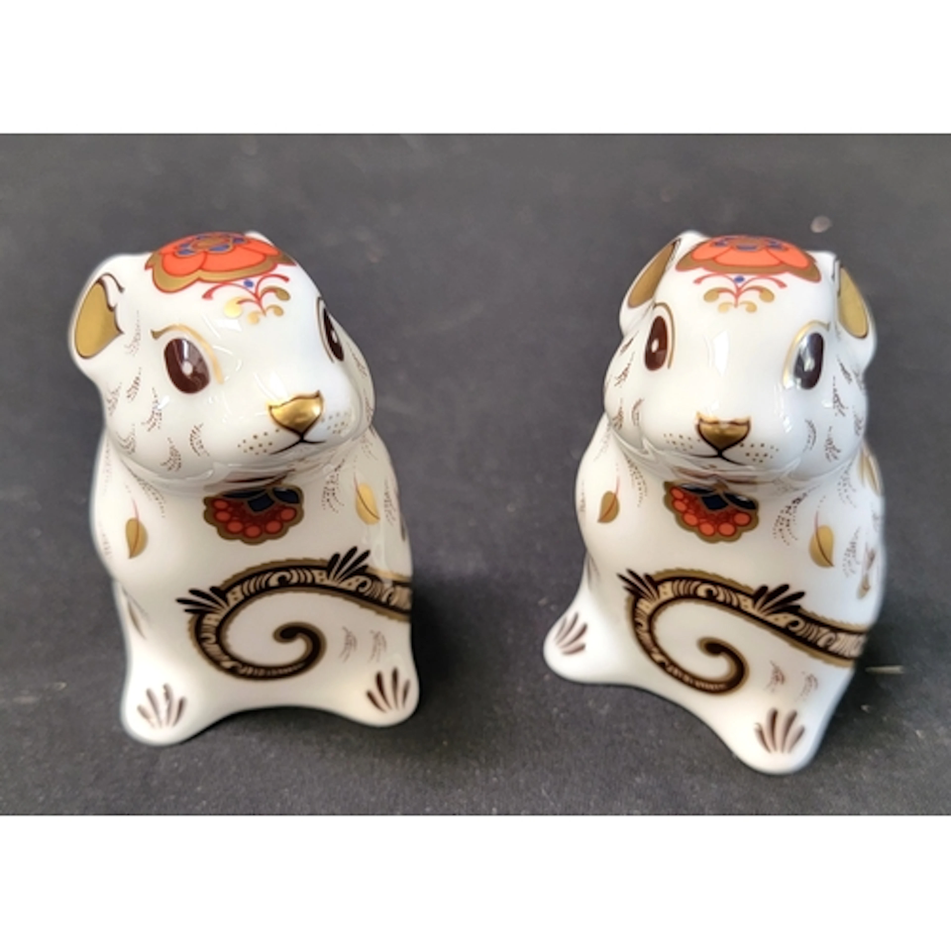 TWO ROYAL CROWN DERBY MOUSE PAPERWEIGHTS made in England, ci...