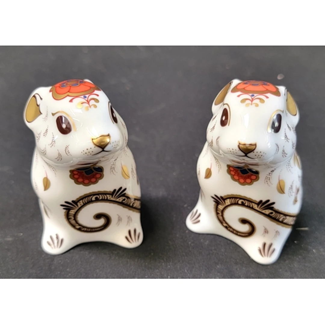 TWO ROYAL CROWN DERBY MOUSE PAPERWEIGHTS made in England, ci...