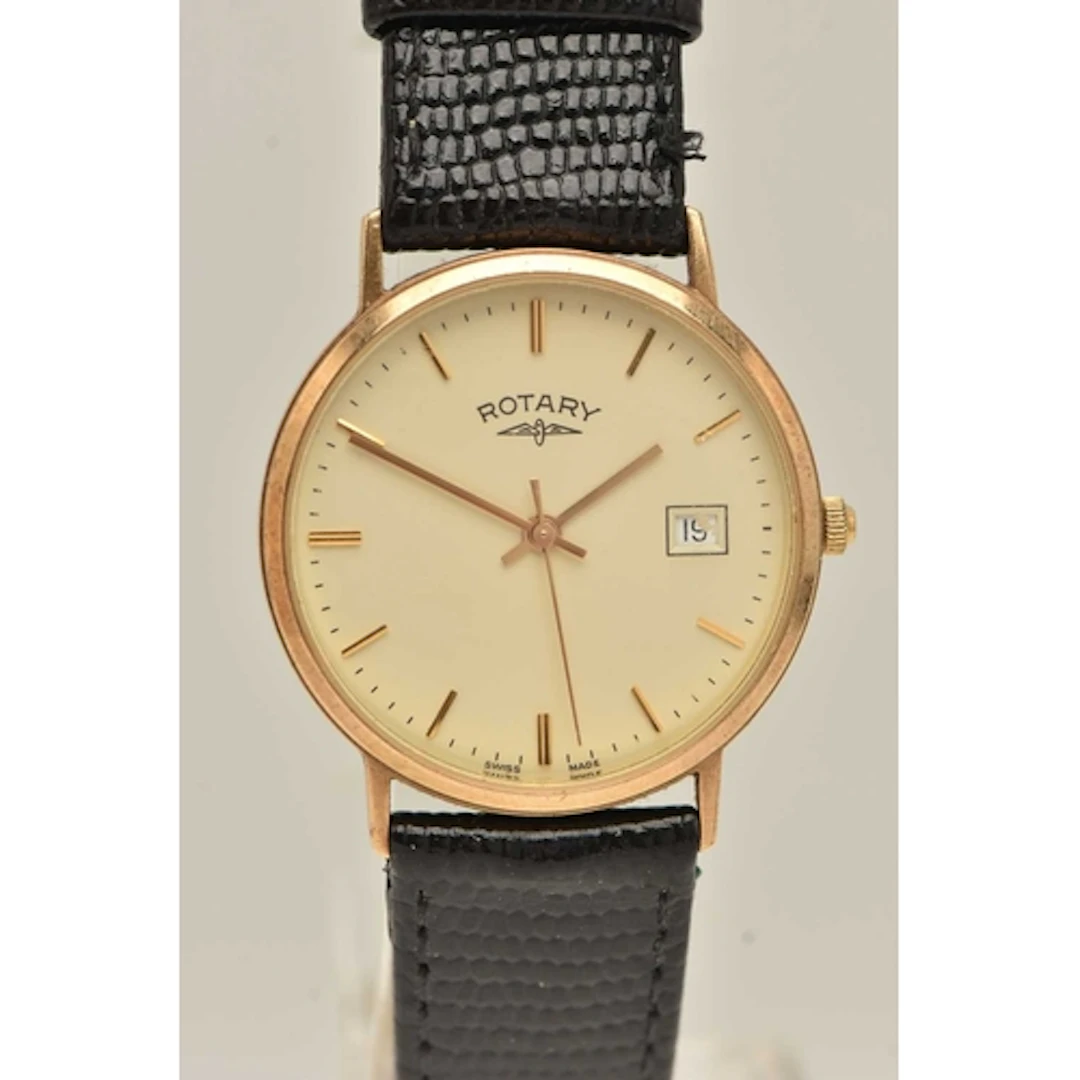 A 9CT YELLOW GOLD CASED ROTARY WRISTWATCH, quartz movement, ...