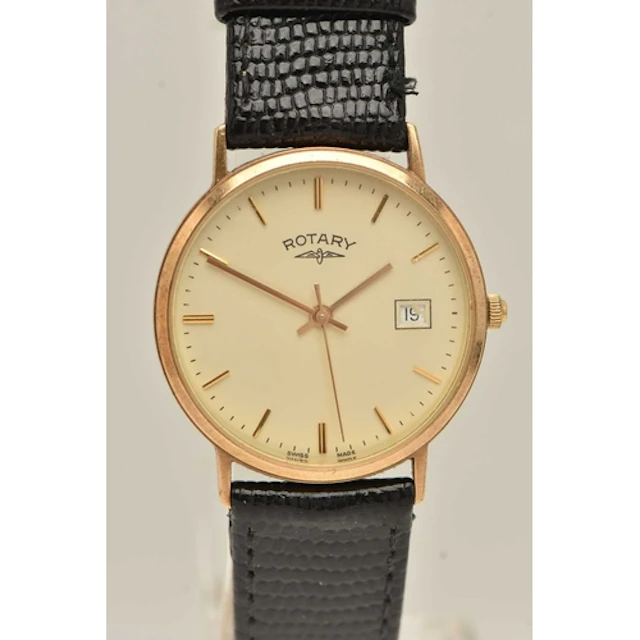 A 9CT YELLOW GOLD CASED ROTARY WRISTWATCH, quartz movement, ...