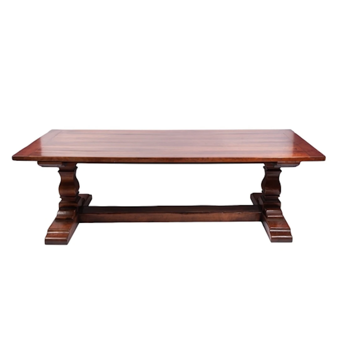 A cherrywood trestle dining table, second half 20th century;...