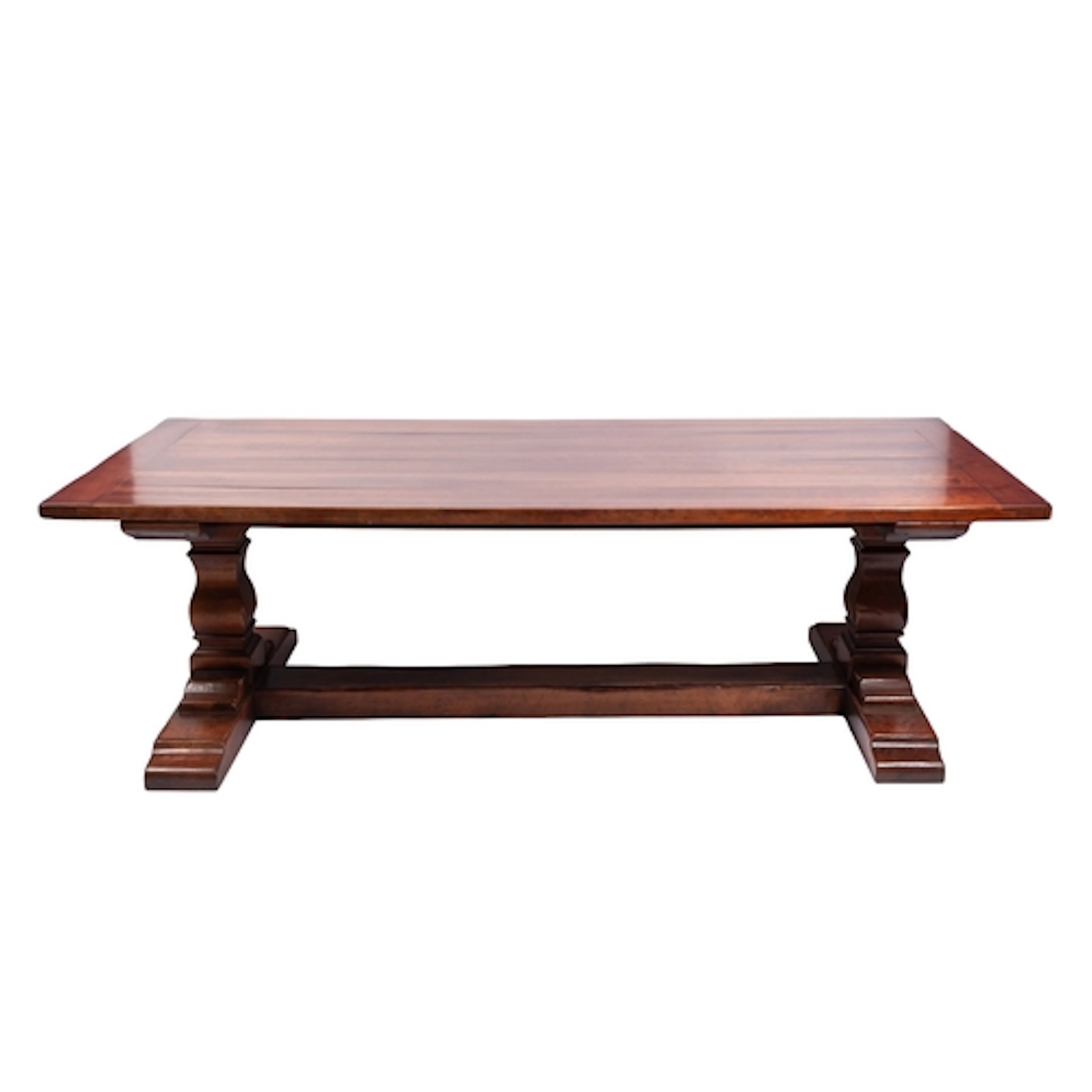 A cherrywood trestle dining table, second half 20th century;...