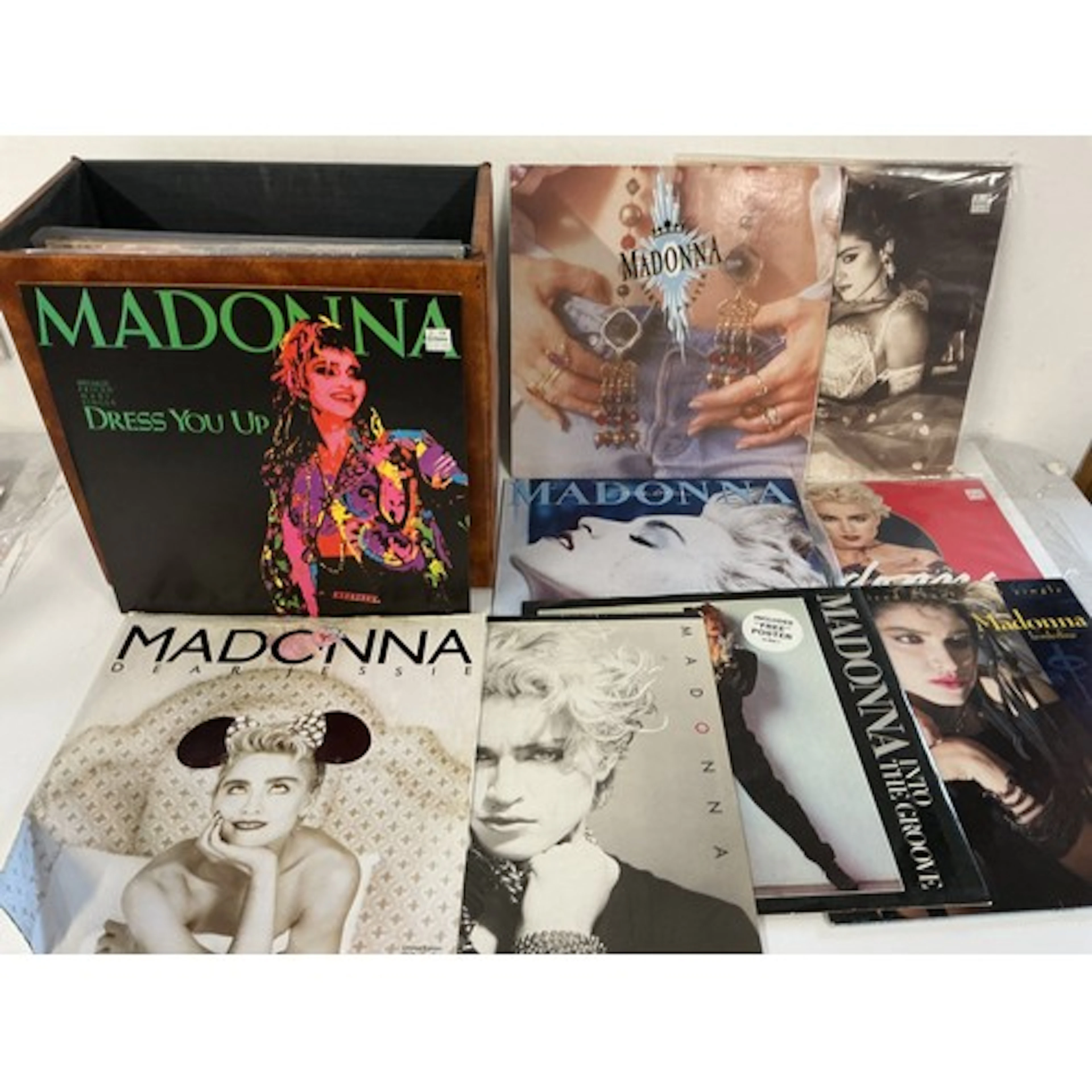 A record case of Madonna 12” singles including Dress You Up,...