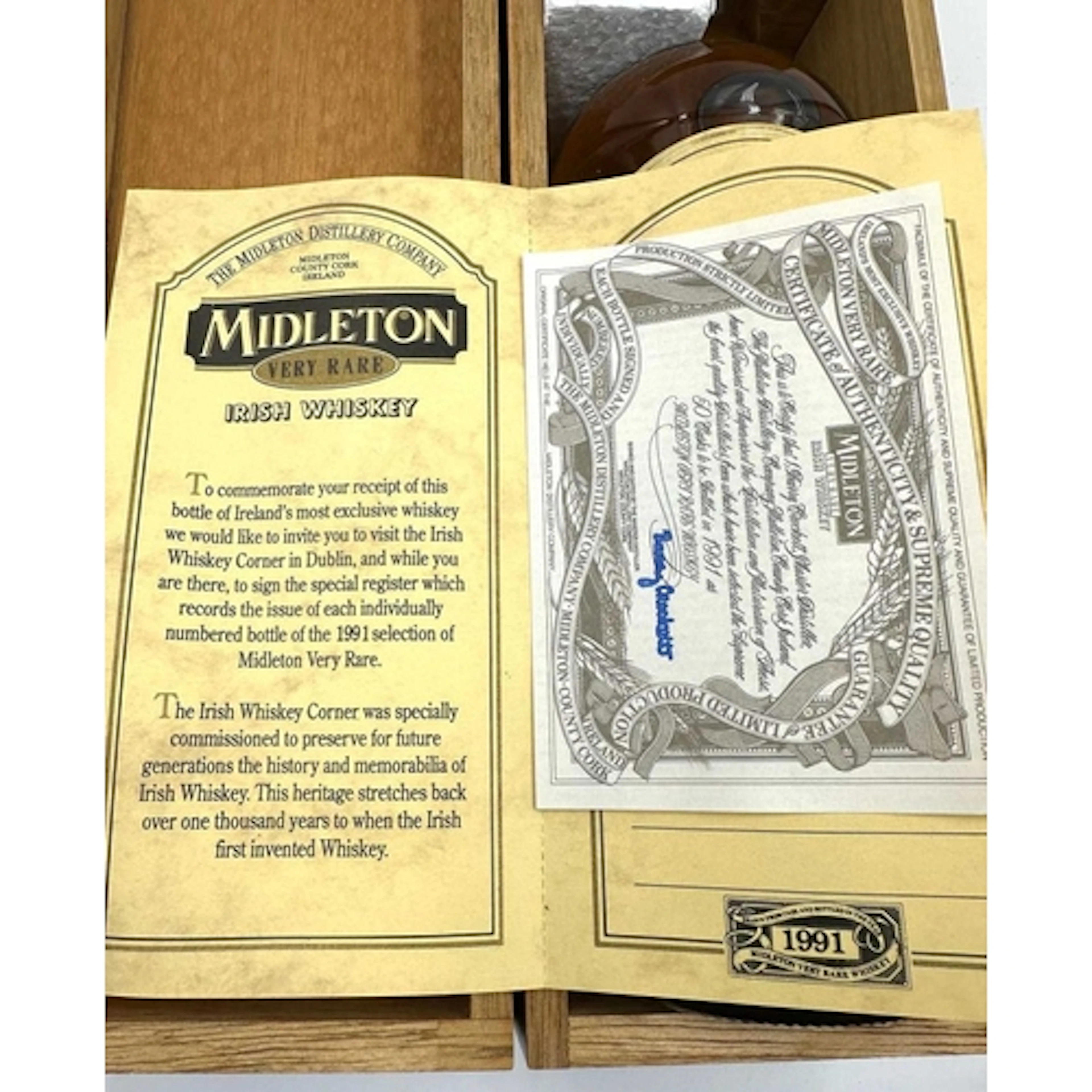 A bottle of Midleton Very Rare Irish Whiskey 1991 vintage wi...