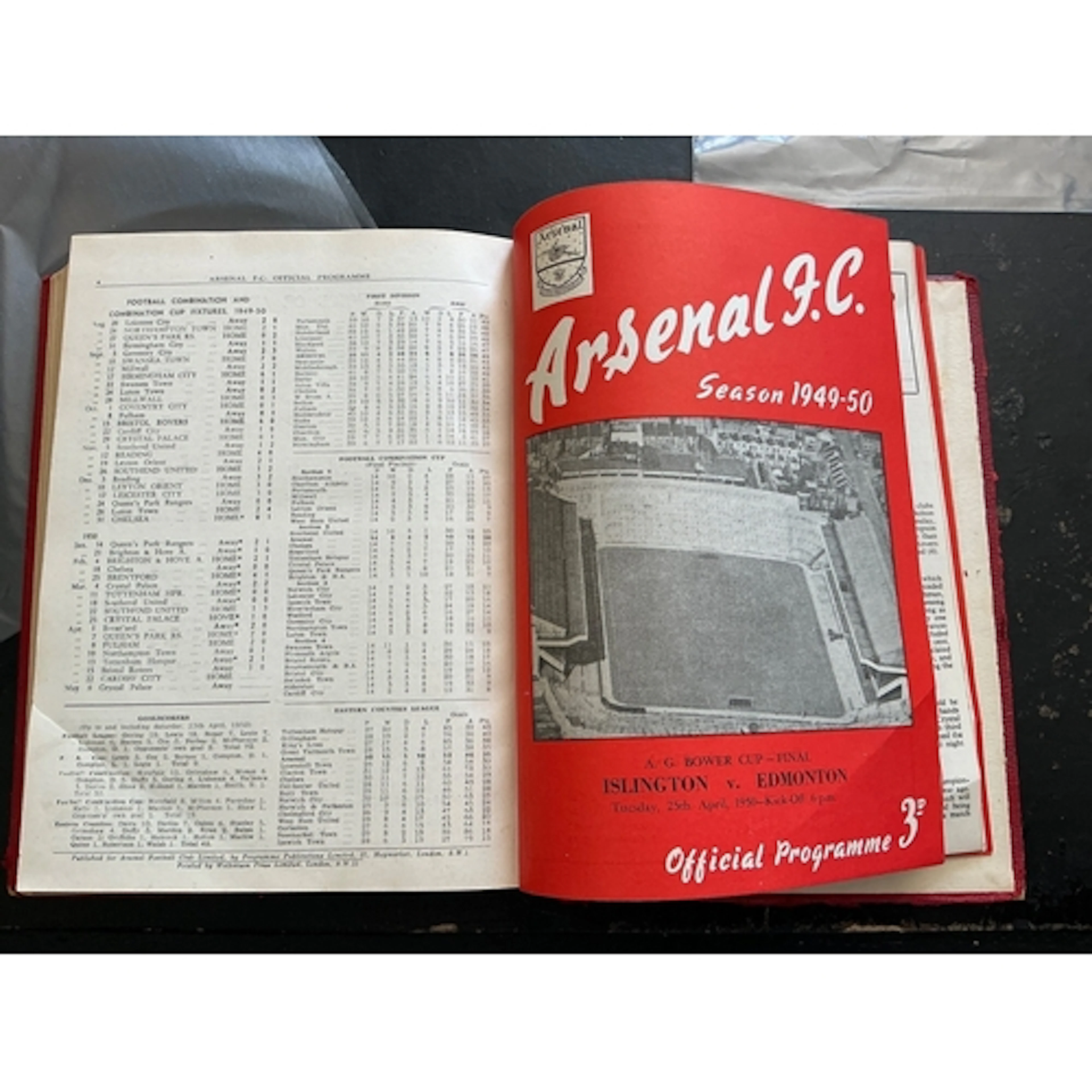 49/50 Arsenal Bound Volume Of Football Programmes: Believed ...