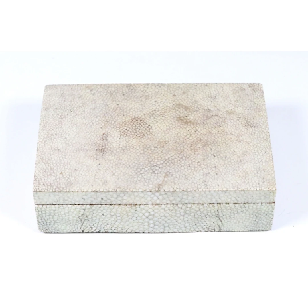 20th century shagreen jewellery box, of light sage green col...