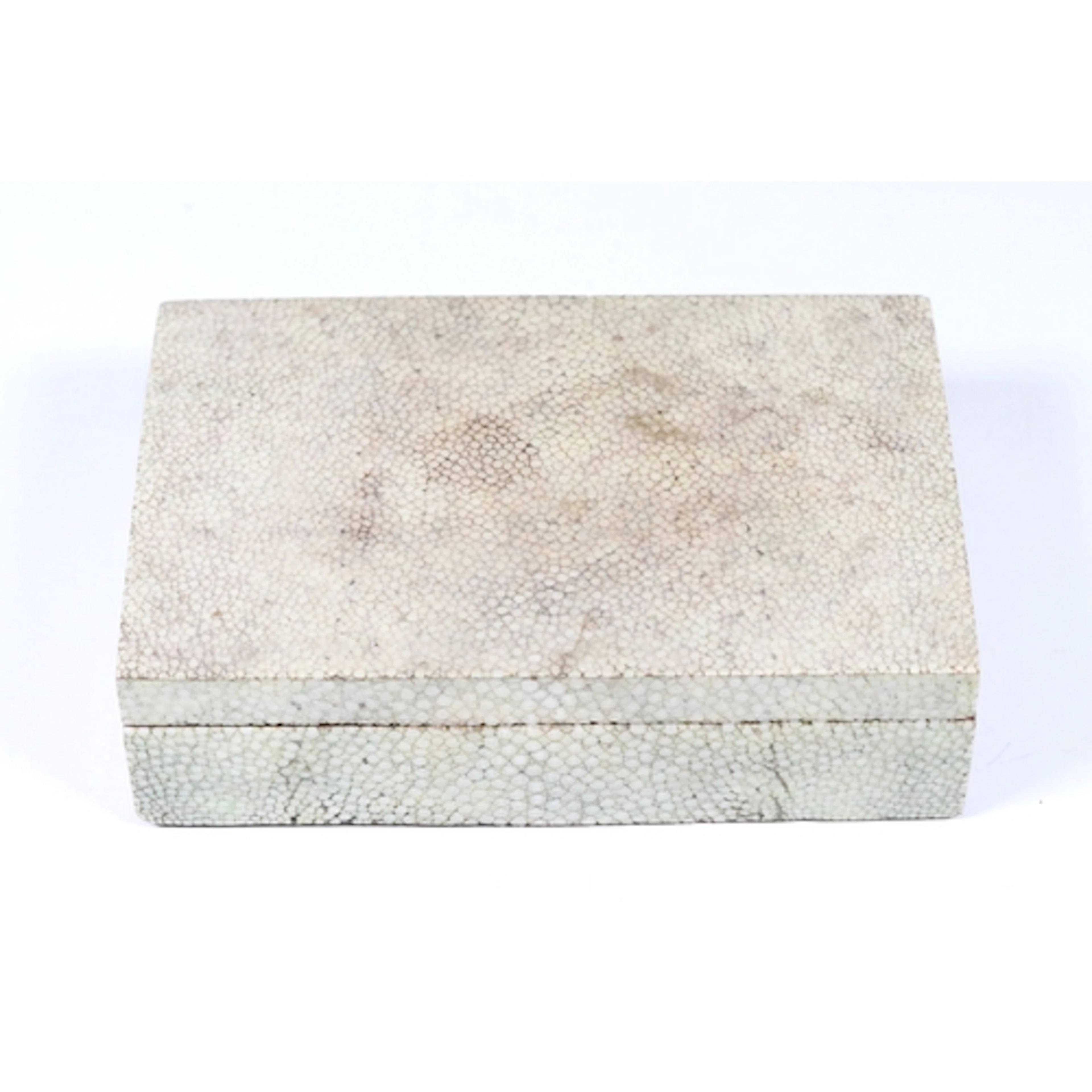 20th century shagreen jewellery box, of light sage green col...