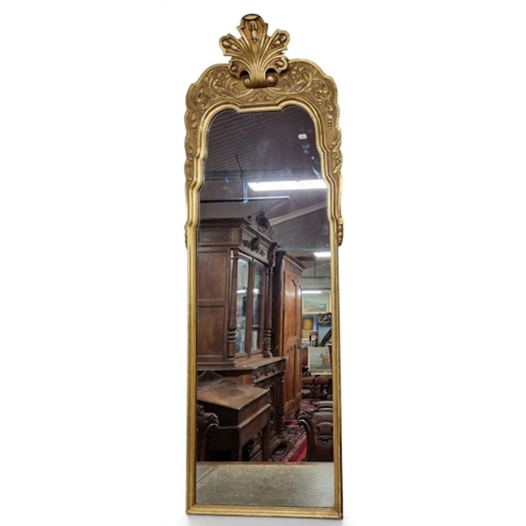 A 19th Century Timber Gilt Irish Pier Mirror with highly car...
