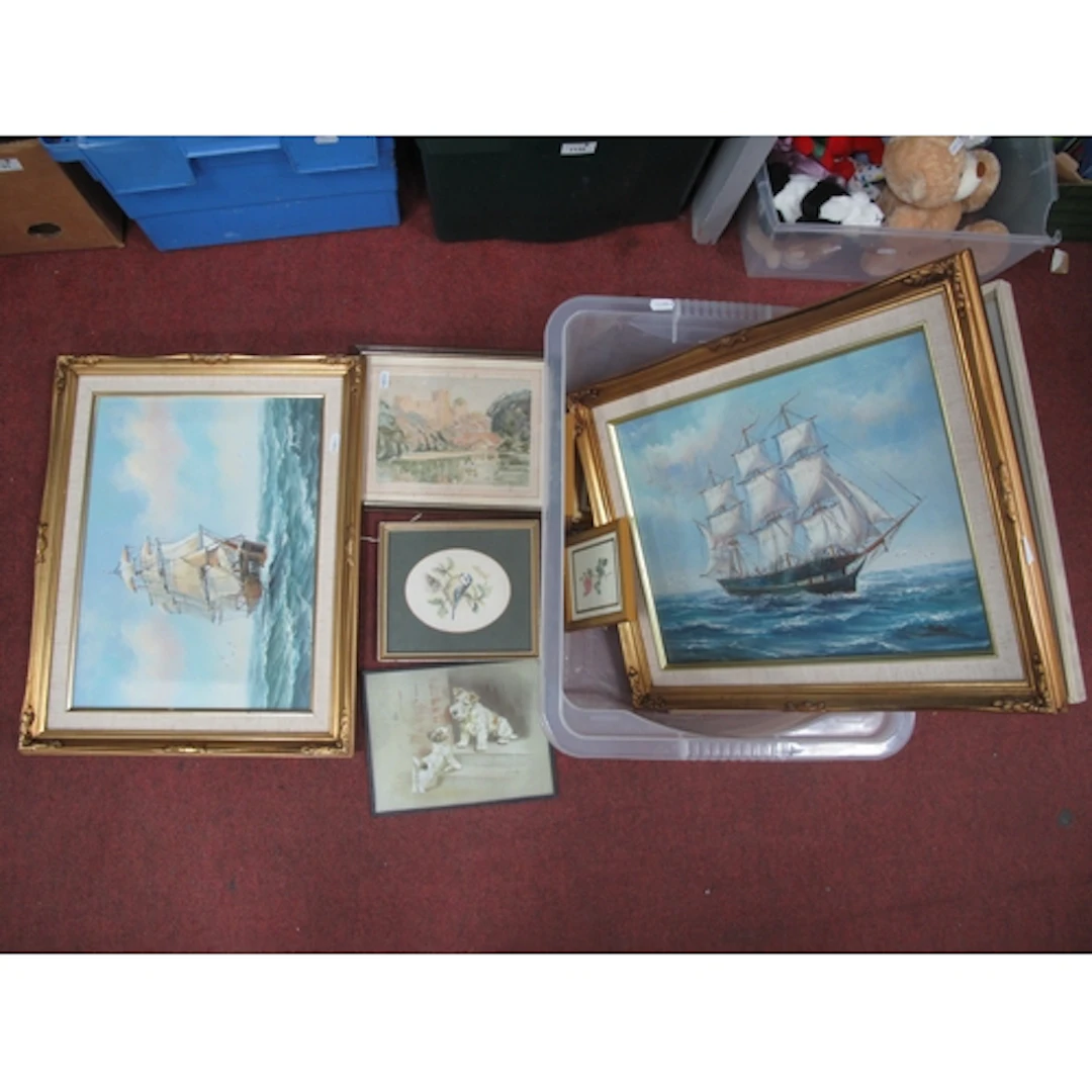 John Ambrose (1931-2010), oil on canvas of sailing ships, wi...