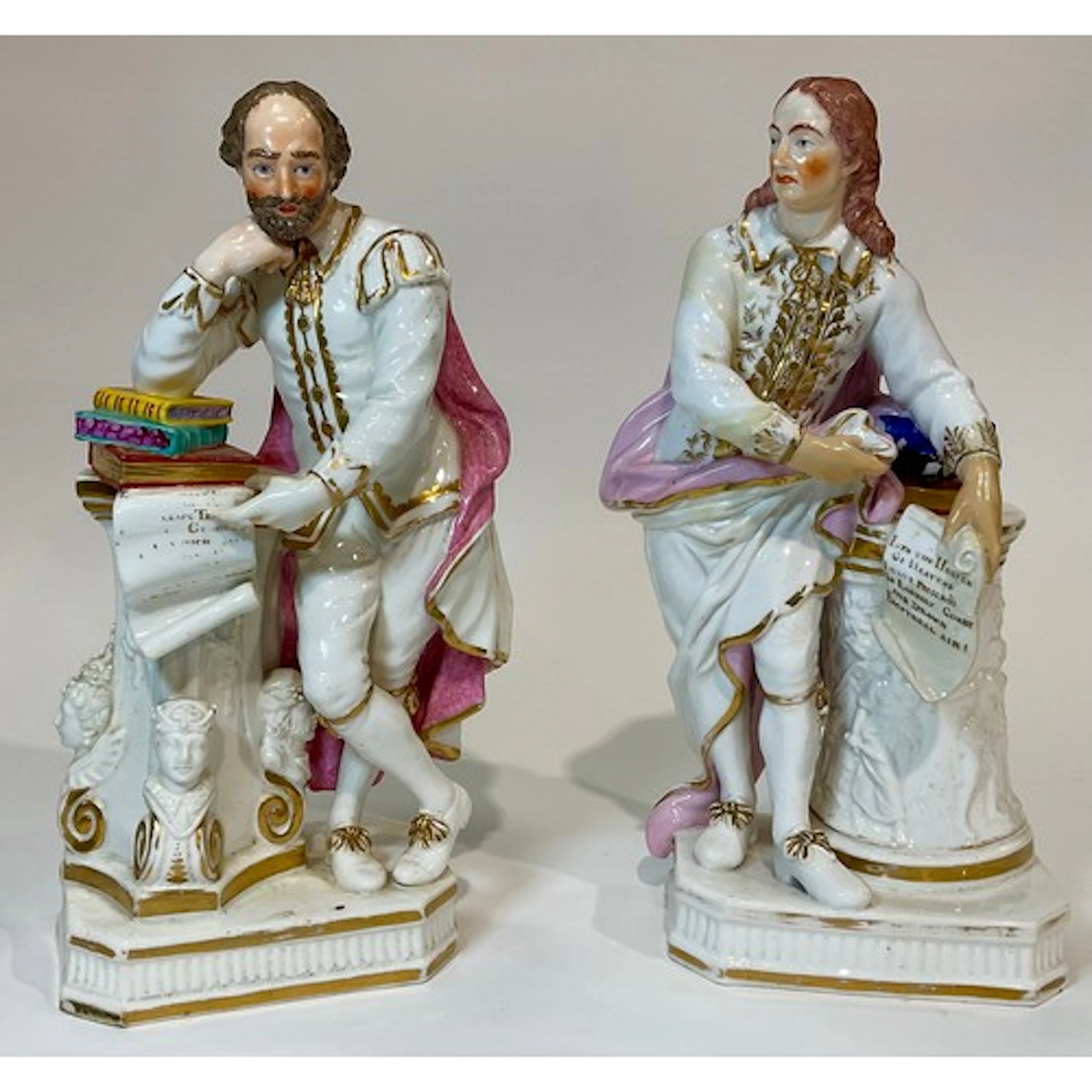 A pair of Derby figures, of William Shakespeare and John Mil...