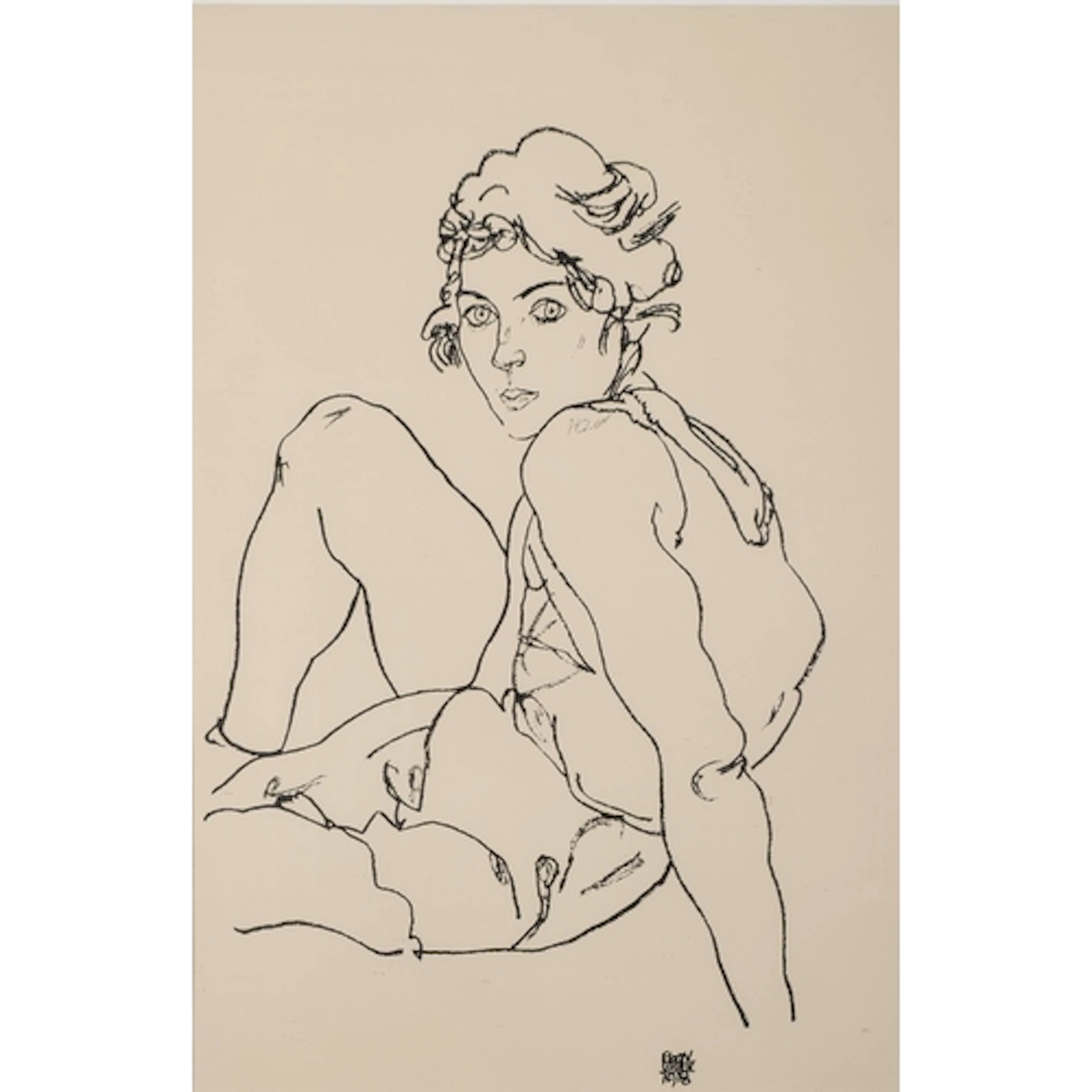 After Egon Schiele (Austrian, 1890-1918) - Study of a femal...