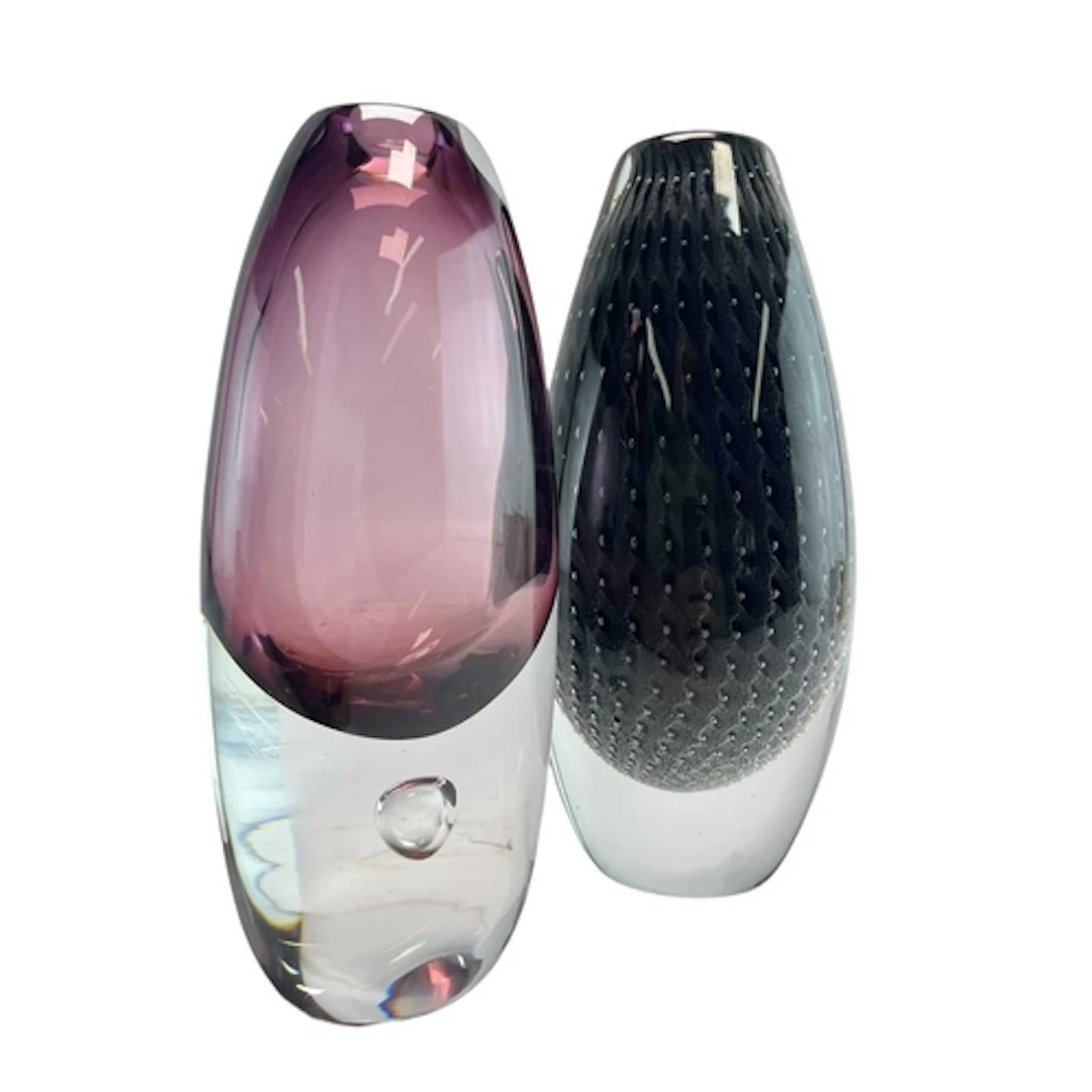 Ernest Gordon for Afors - two Swedish teardrop Sommerso stud...