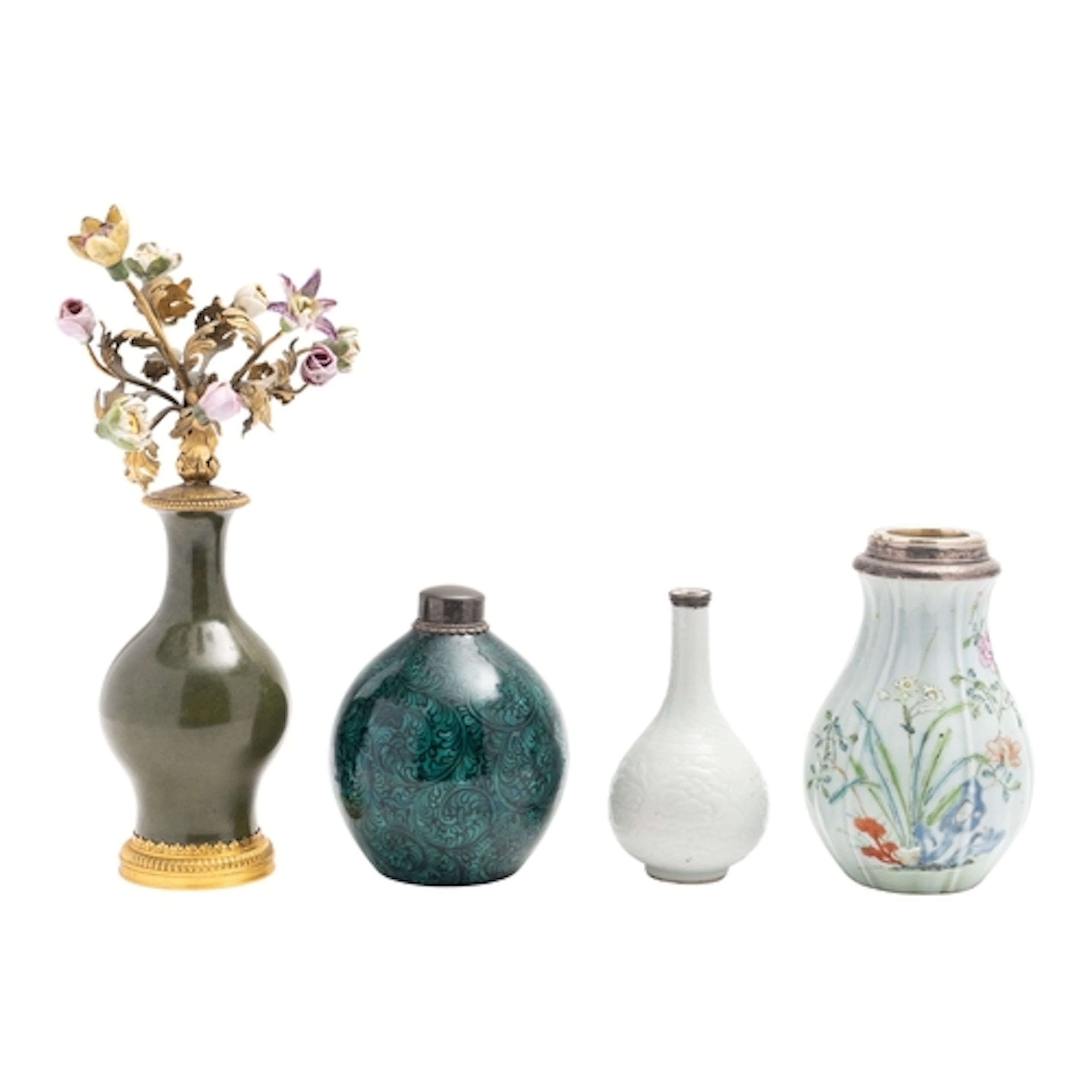 A group of three Chinese vases and one other, Qing Dynasty c...