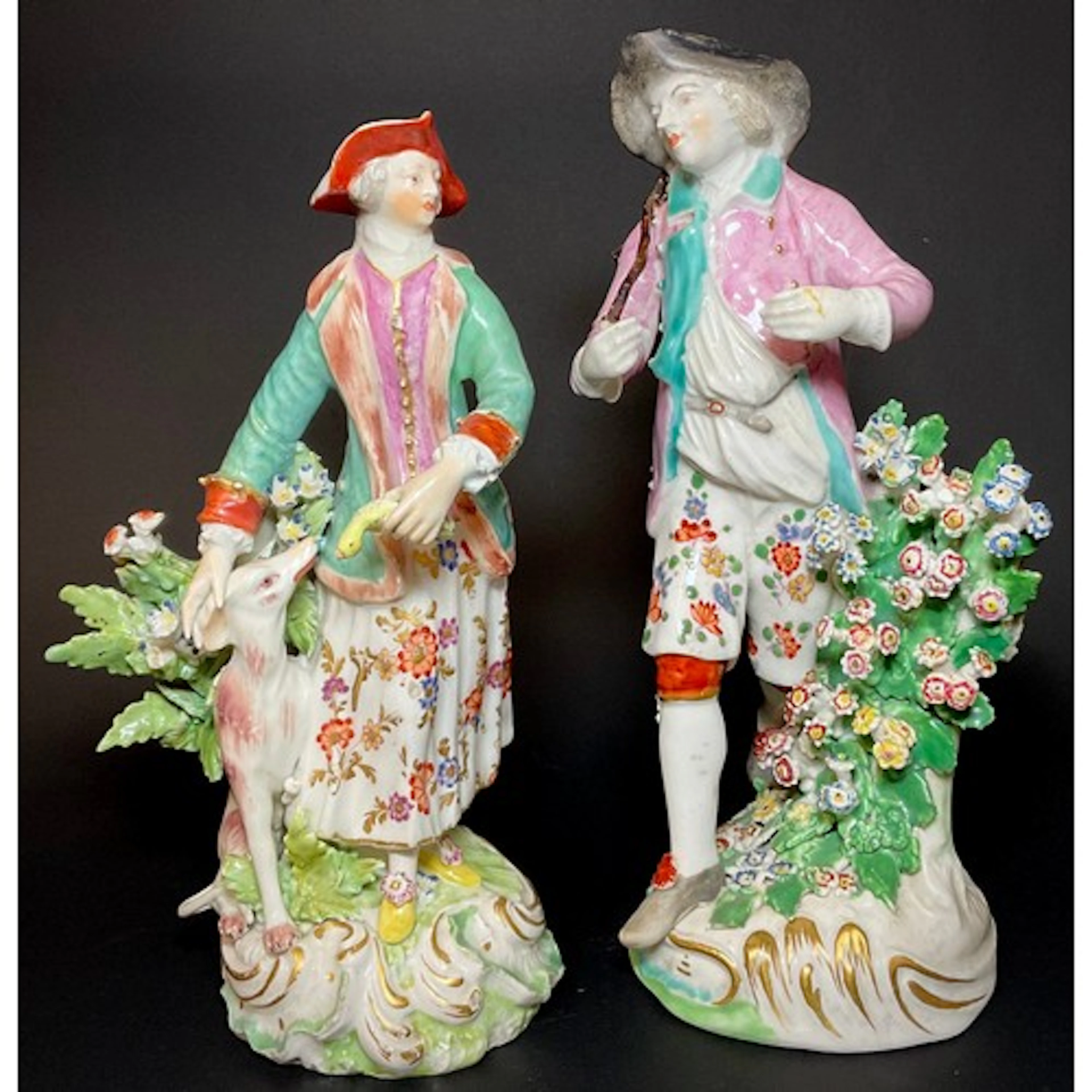 A Derby patch mark figure, Huntsman's Companion, she stands,...