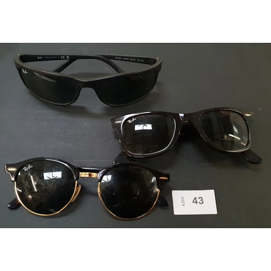 THREE PAIRS OF SUNGLASSES INC. RAY BAN RB 2140, RAY BAN RB 2...