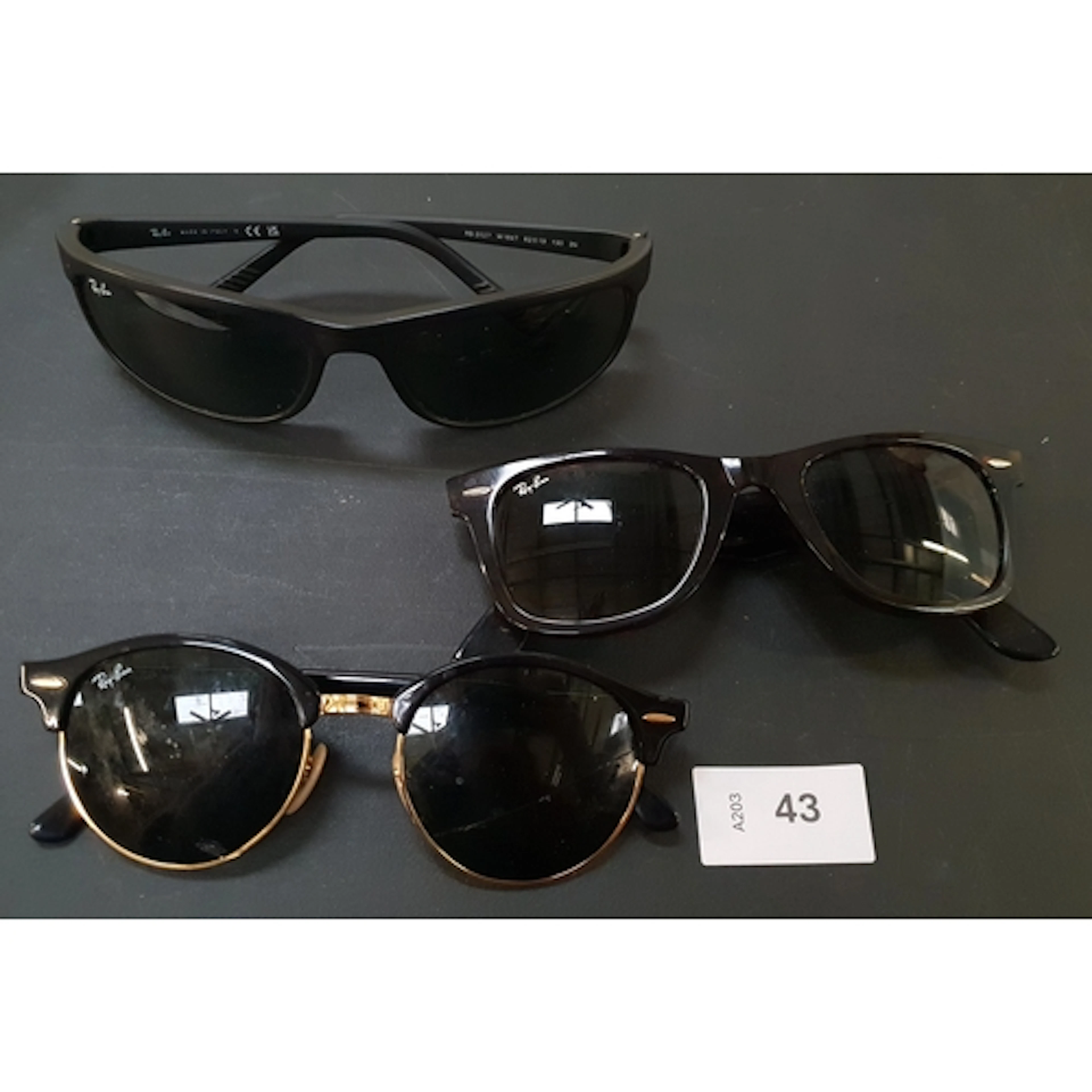 THREE PAIRS OF SUNGLASSES INC. RAY BAN RB 2140, RAY BAN RB 2...