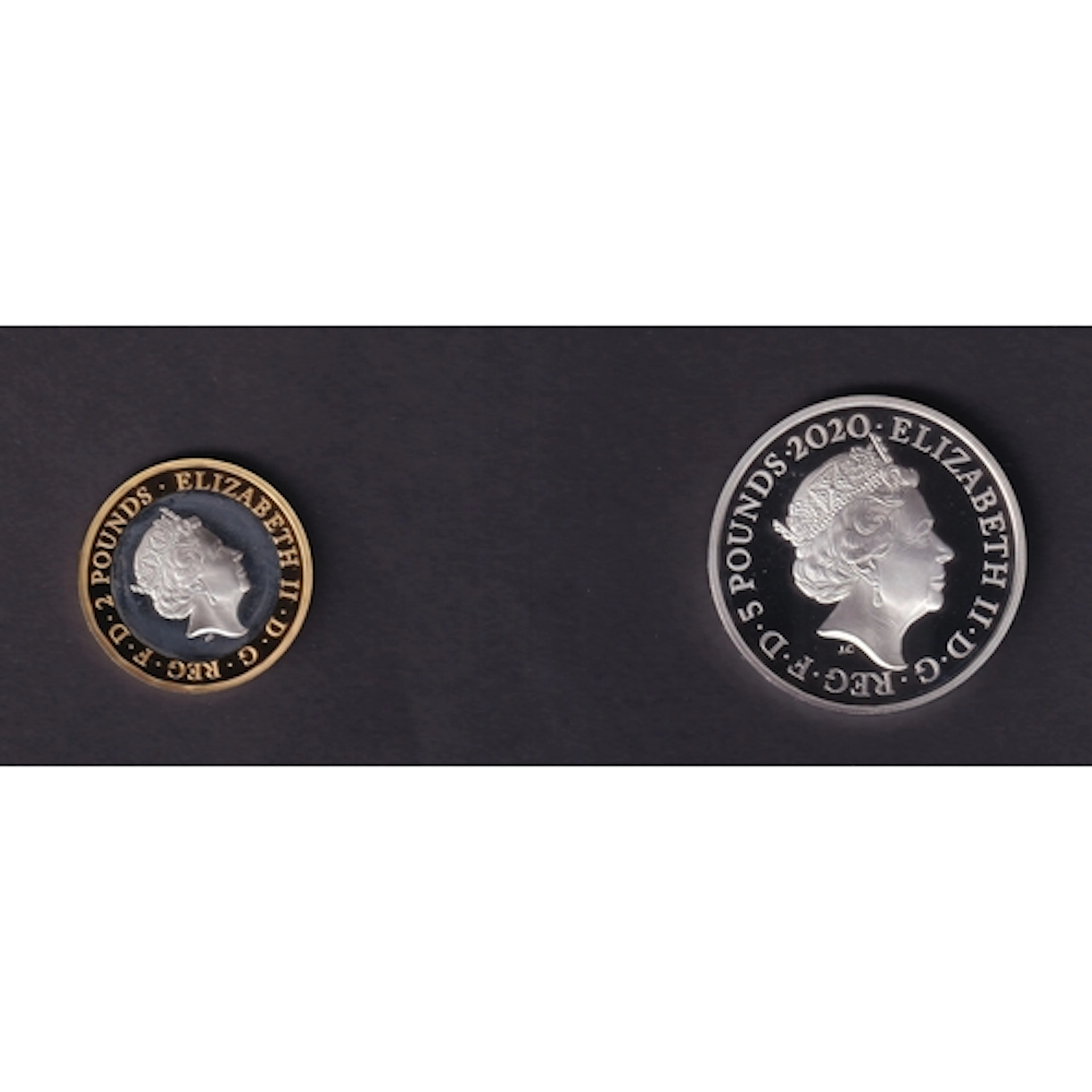 2020 UK Queen Elizabeth II pair of silver proof coins, compr...