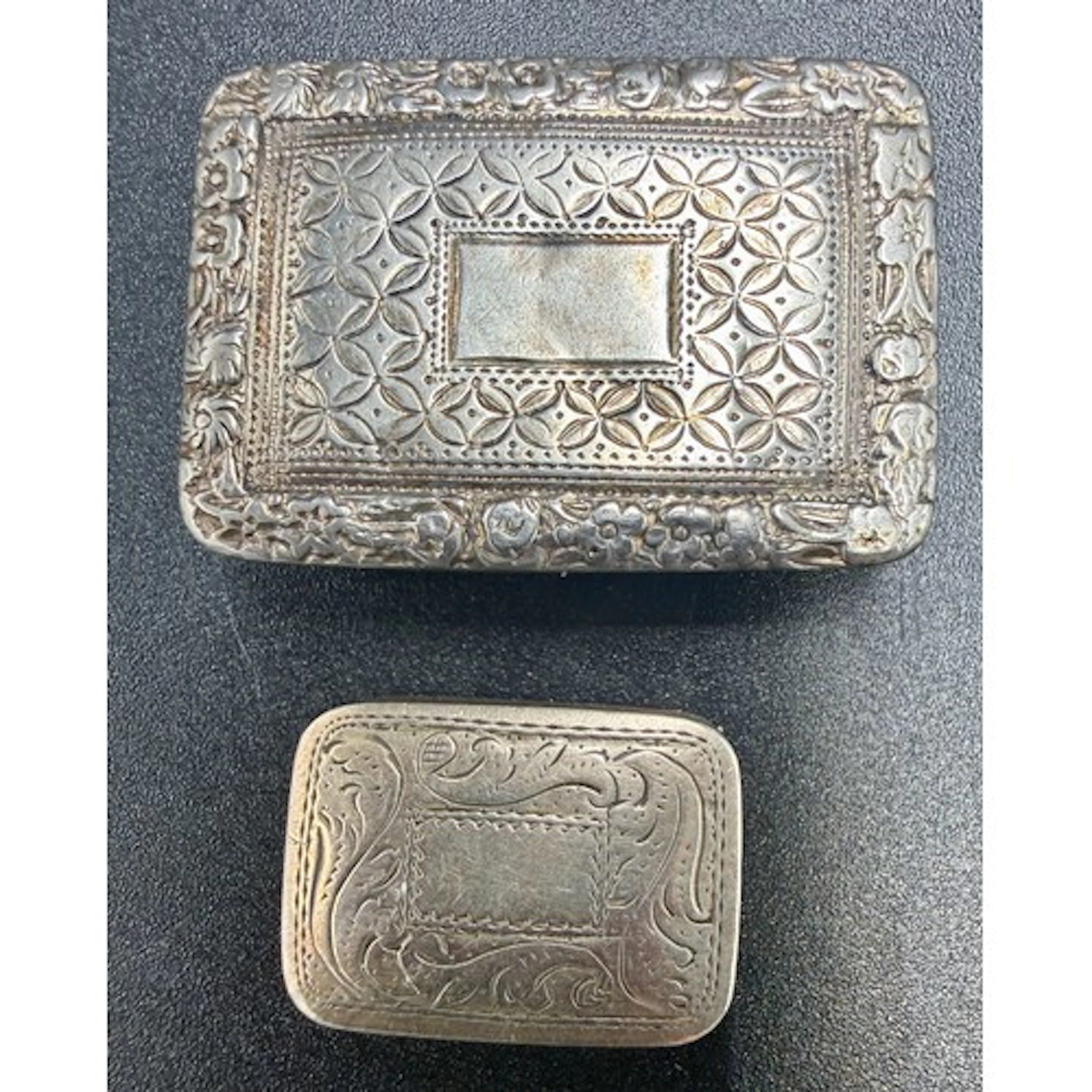 Two hallmarked silver vinaigrettes by Nathaniel Mills Birmin...