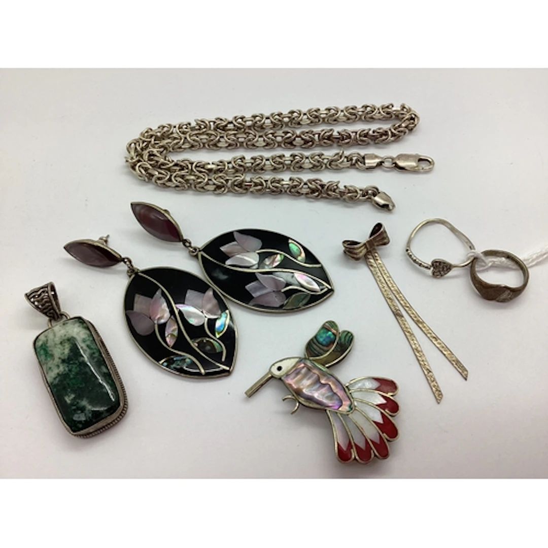 Alpaca Mexico Shell Inset Panel Drop Earrings, polished hard...