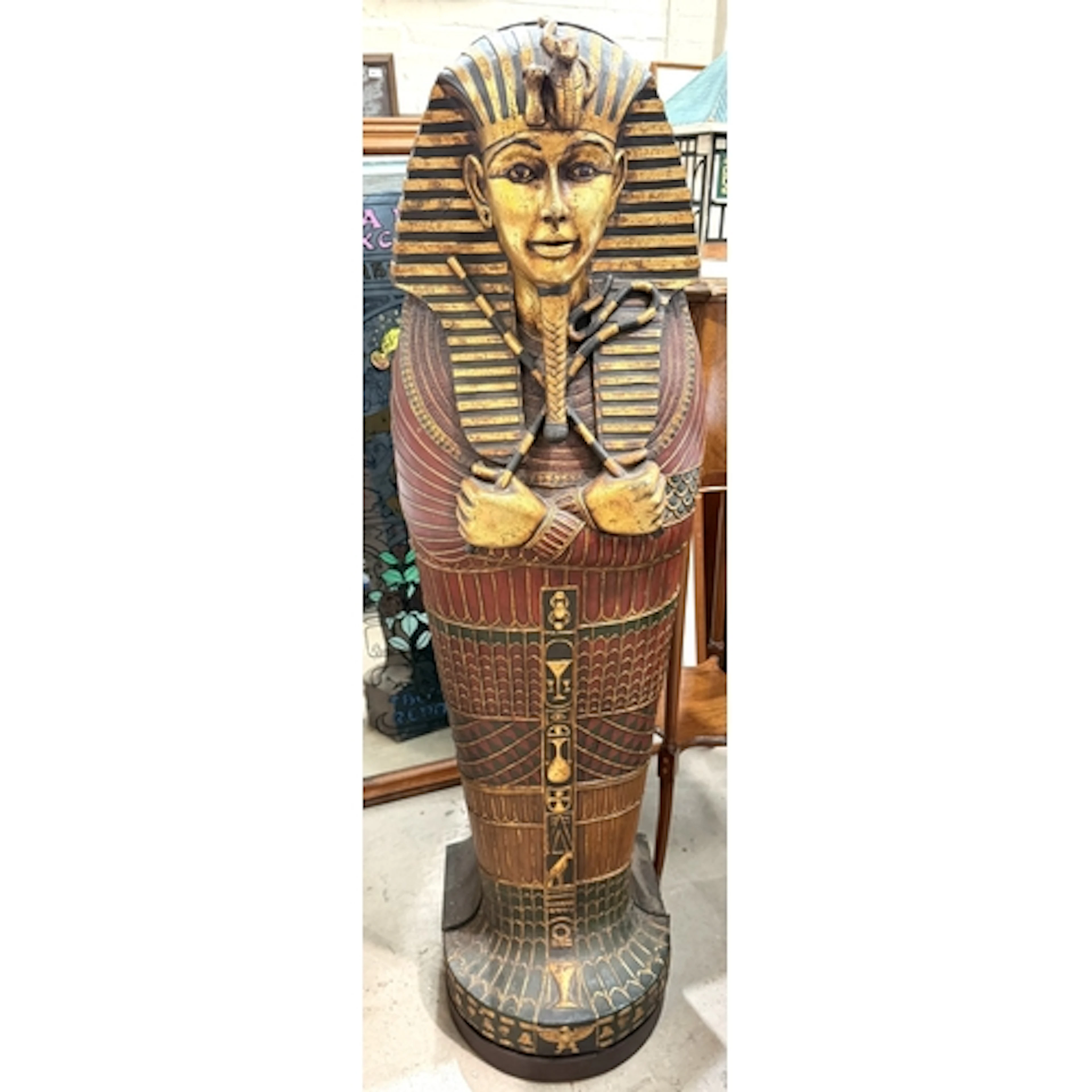 A modern replica of Tutankhamun sarcophagus - a CD/media sto...