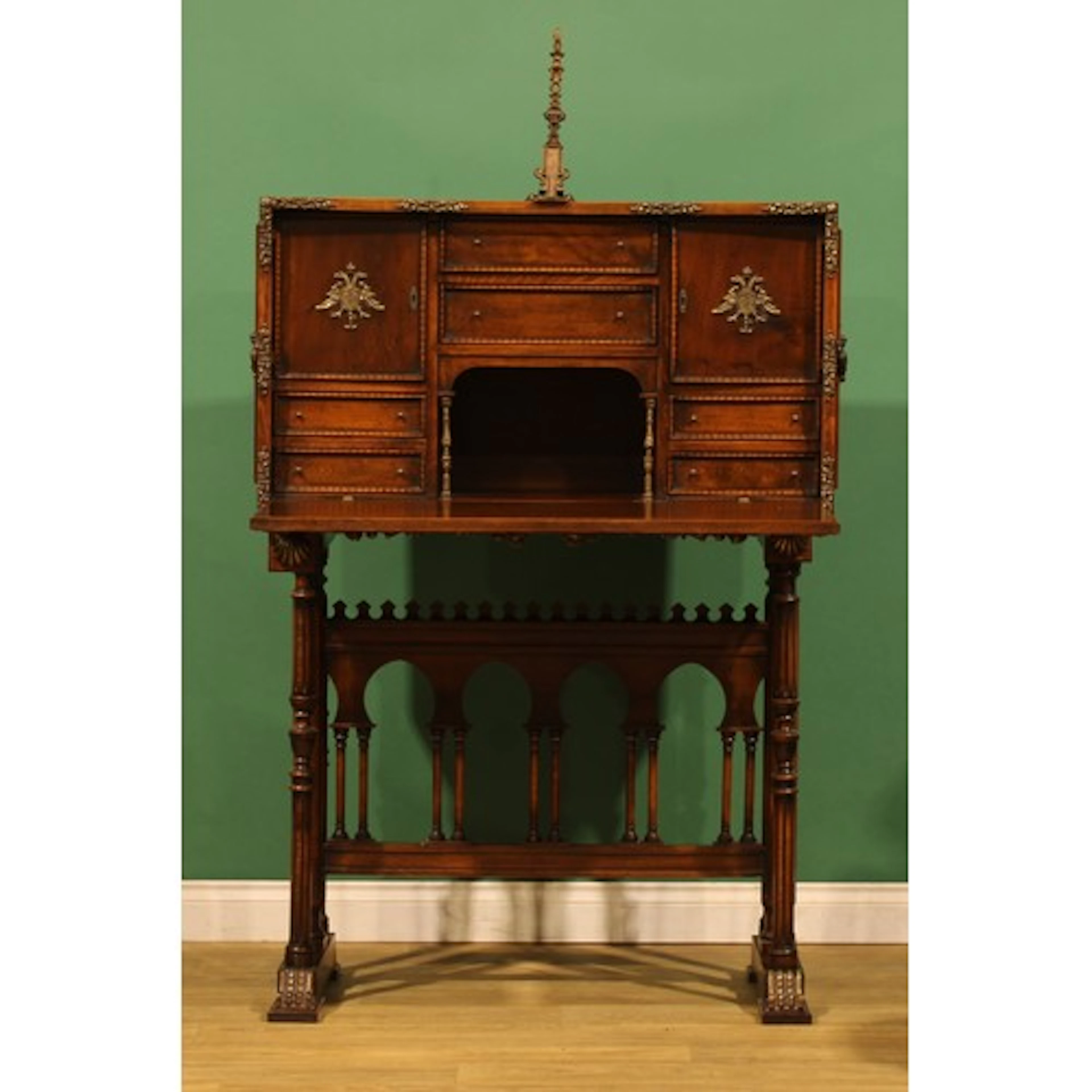A Spanish Baroque style bargueño or vargueño desk, fall fron...