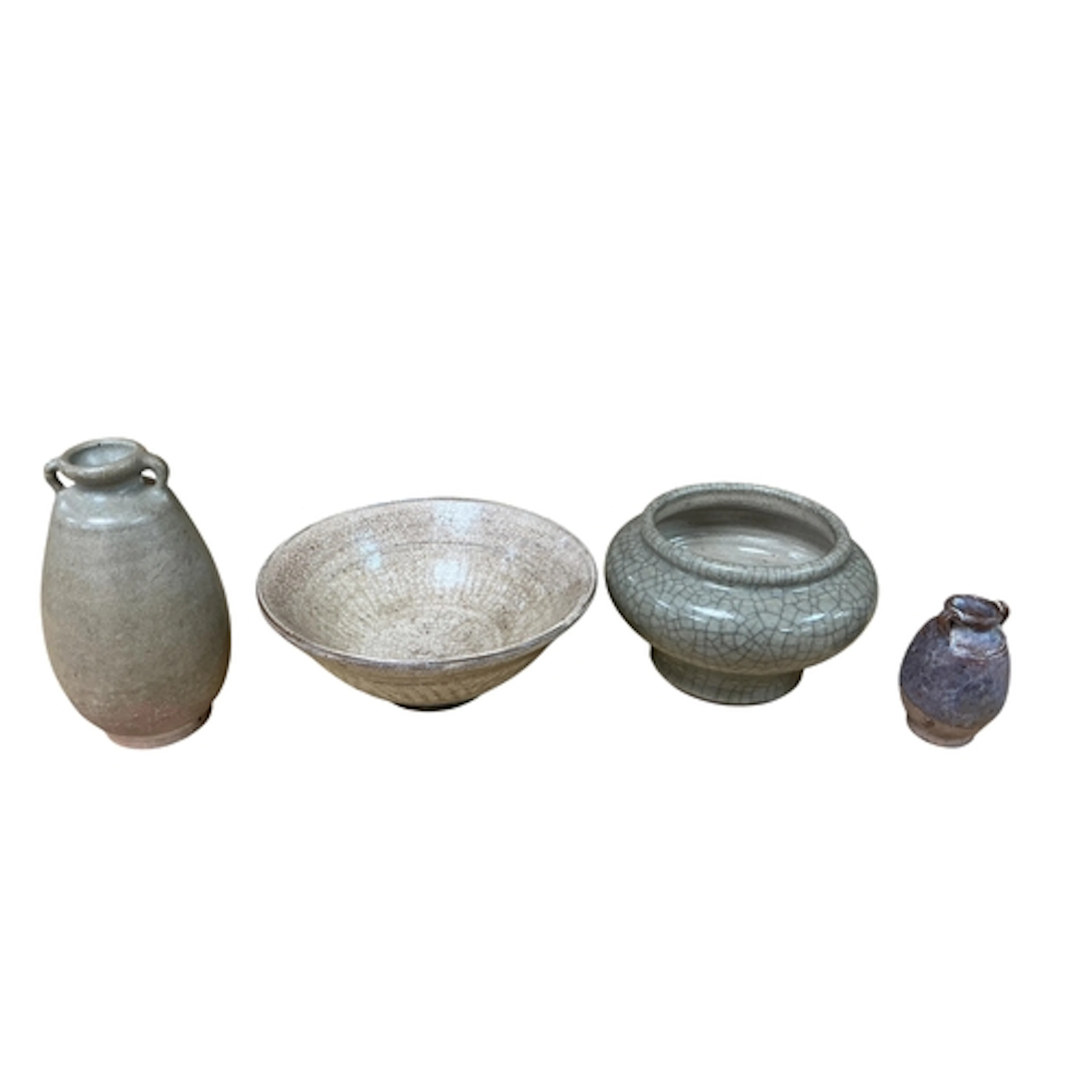 Four Chinese monochrome pottery vessels, Song/Ming dynasties...