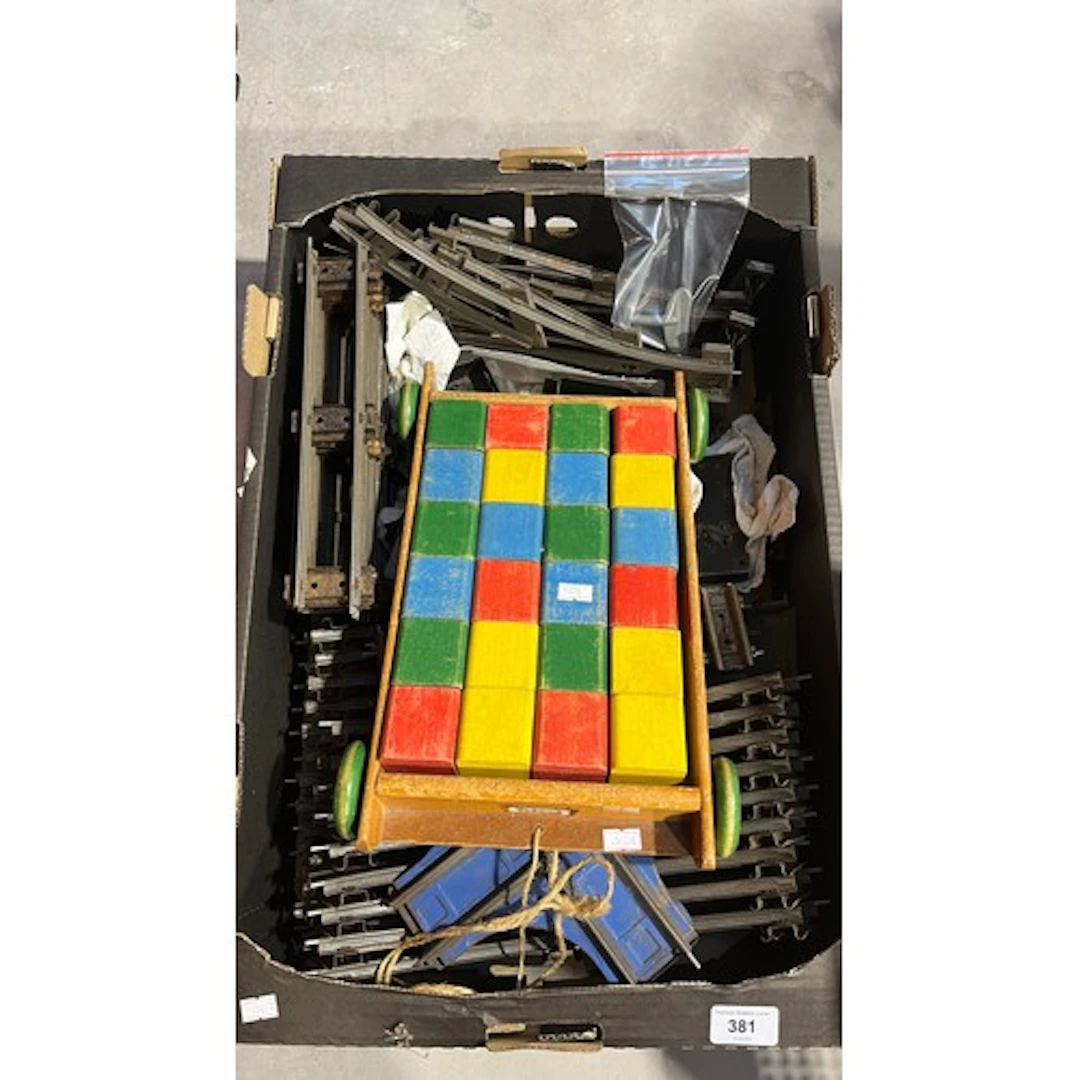 Old vintage train tracks, clockwork engine, rolling stock, T...