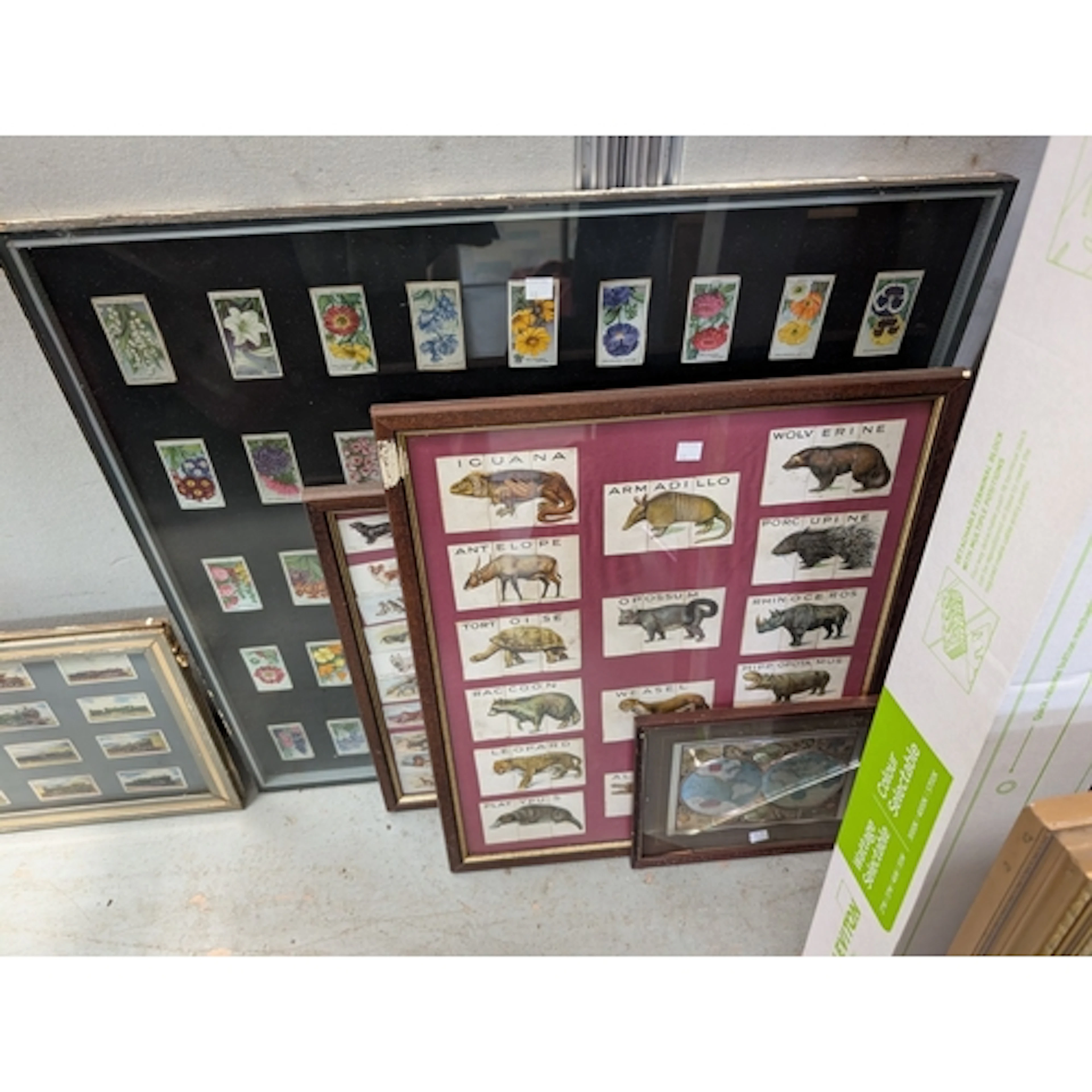 5 sets of cigarette cards, all mounted, framed and glazed, i...