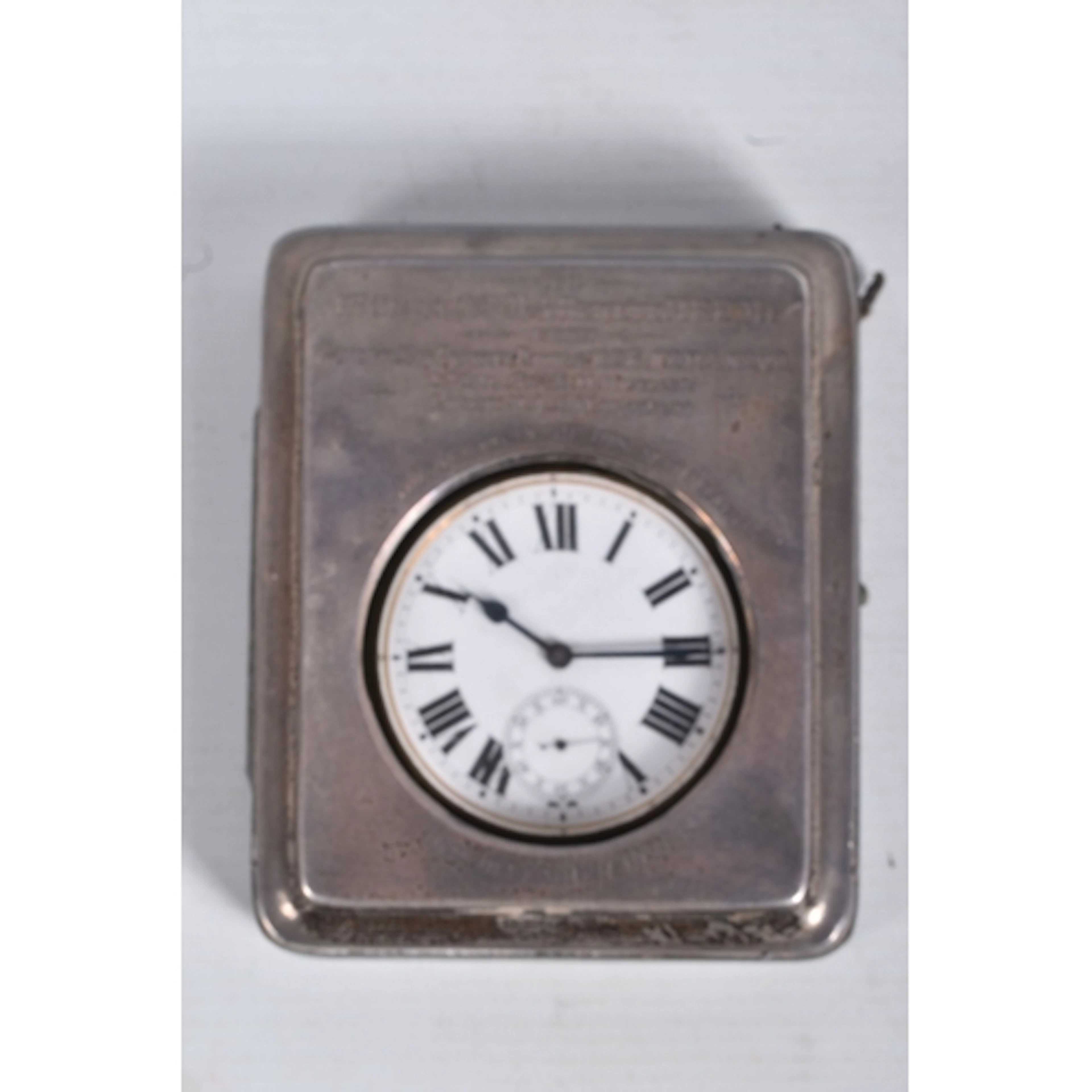 A VERY INTERESTING POCKET WATCH HOUSED IN A SILVER FRONTED T...