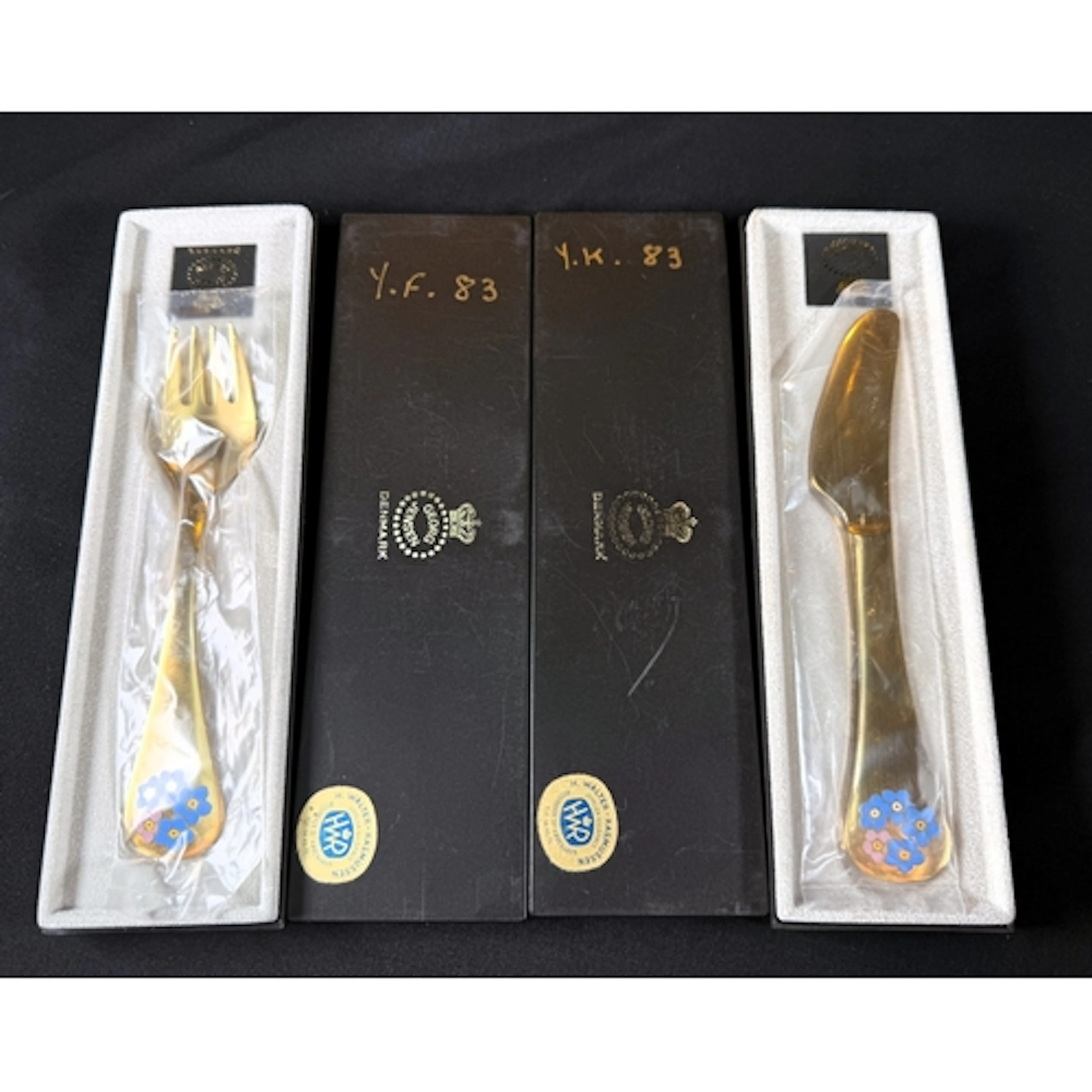 Georg Jensen: a 1983 gold plated Sterling silver annual knif...