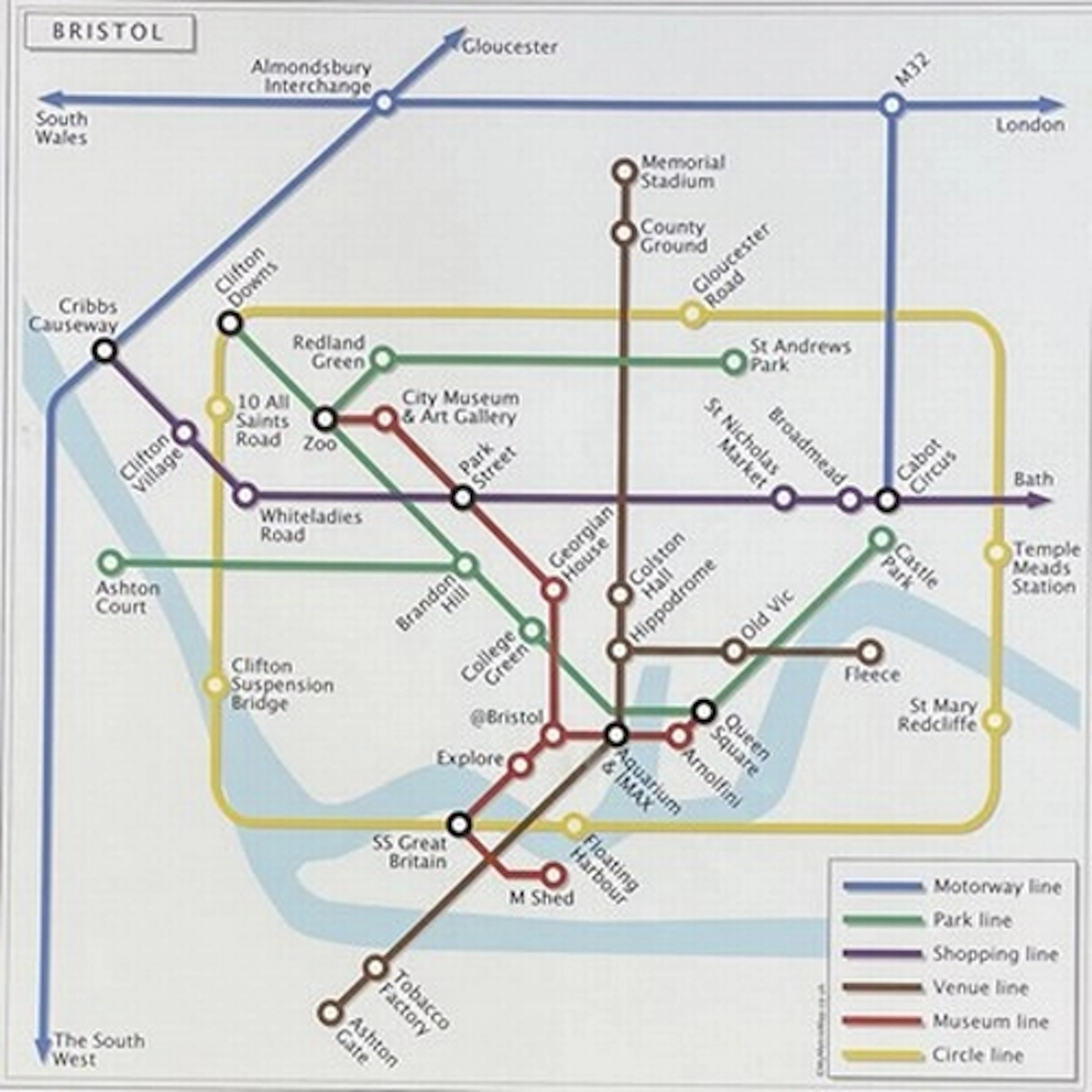 A custom made coloured poster print of an imaginary Bristol ...