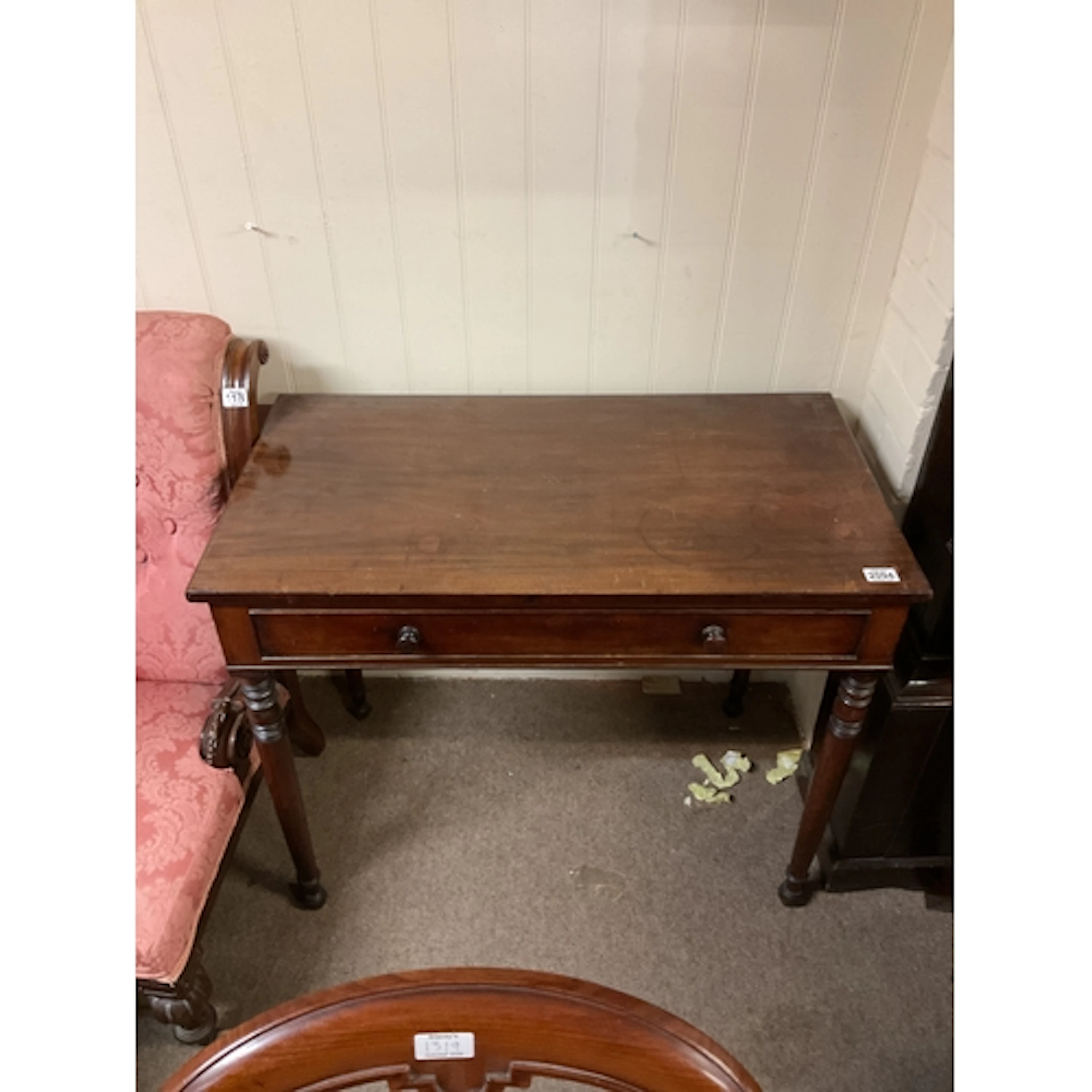 Late Georgian mahogany single drawer side table.