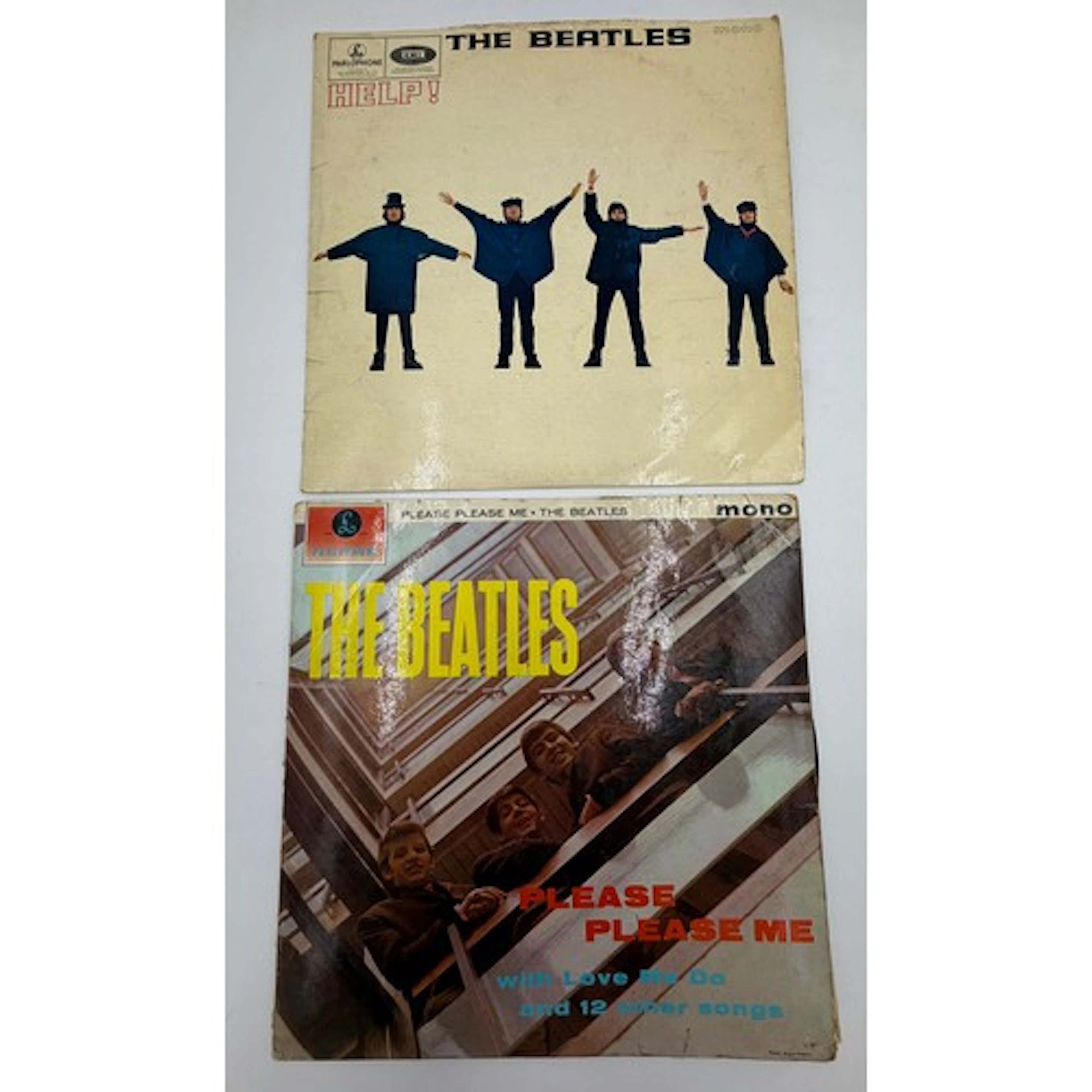Two Beatles LP's, both early yellow Parlophone labels 'Help'...