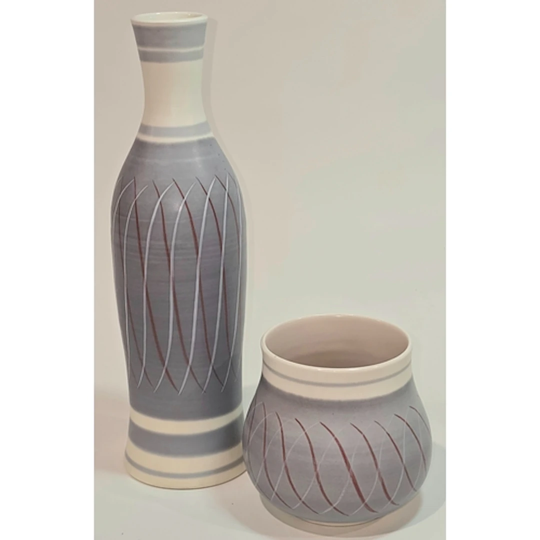 Poole Pottery shape 633 PRP pattern vase 10.5" high, togethe...