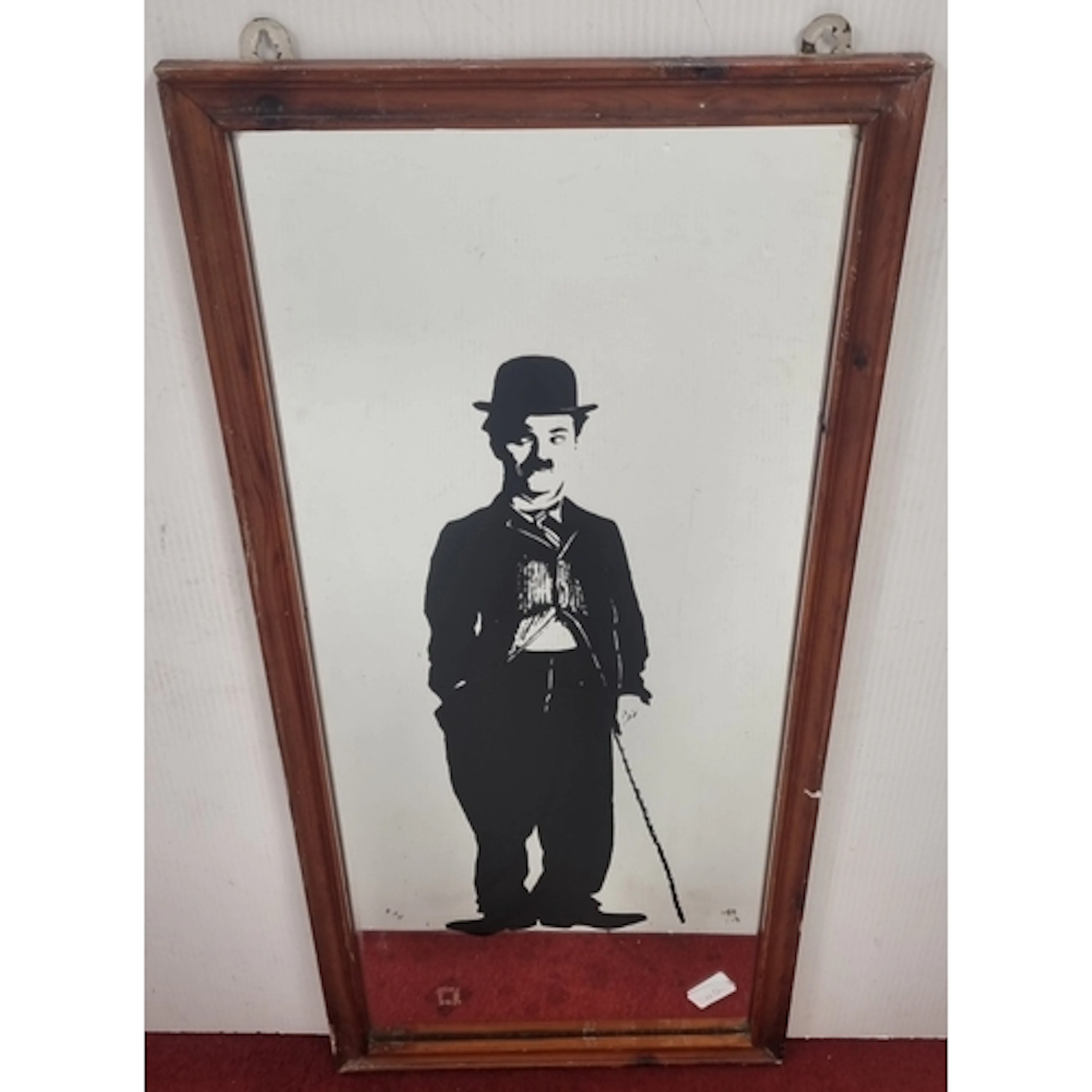 Charlie Chaplin silhouette mirror, H: 87cm x W: 39cm