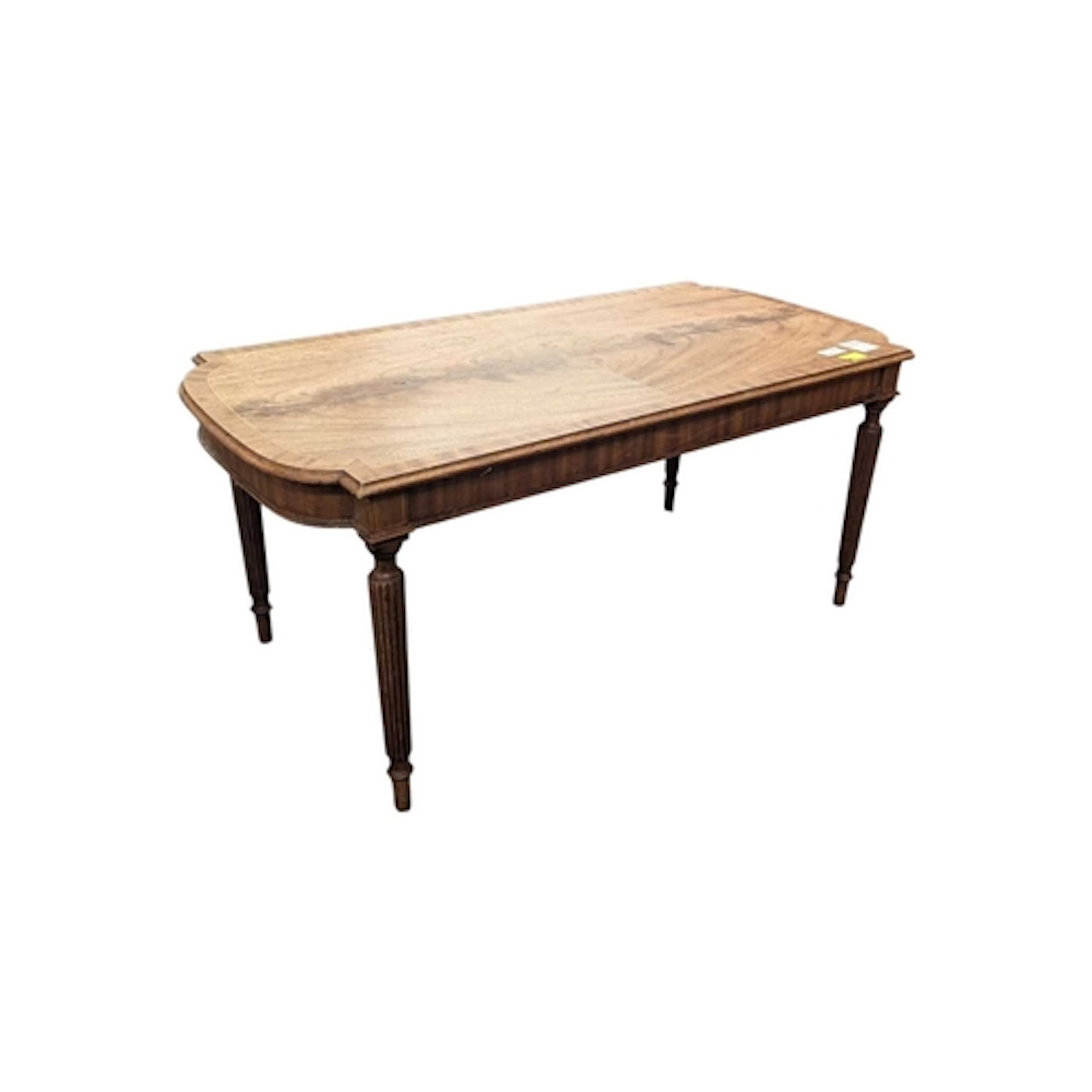 A Victorian revival mahogany crossbanded inlaid table. Recta...