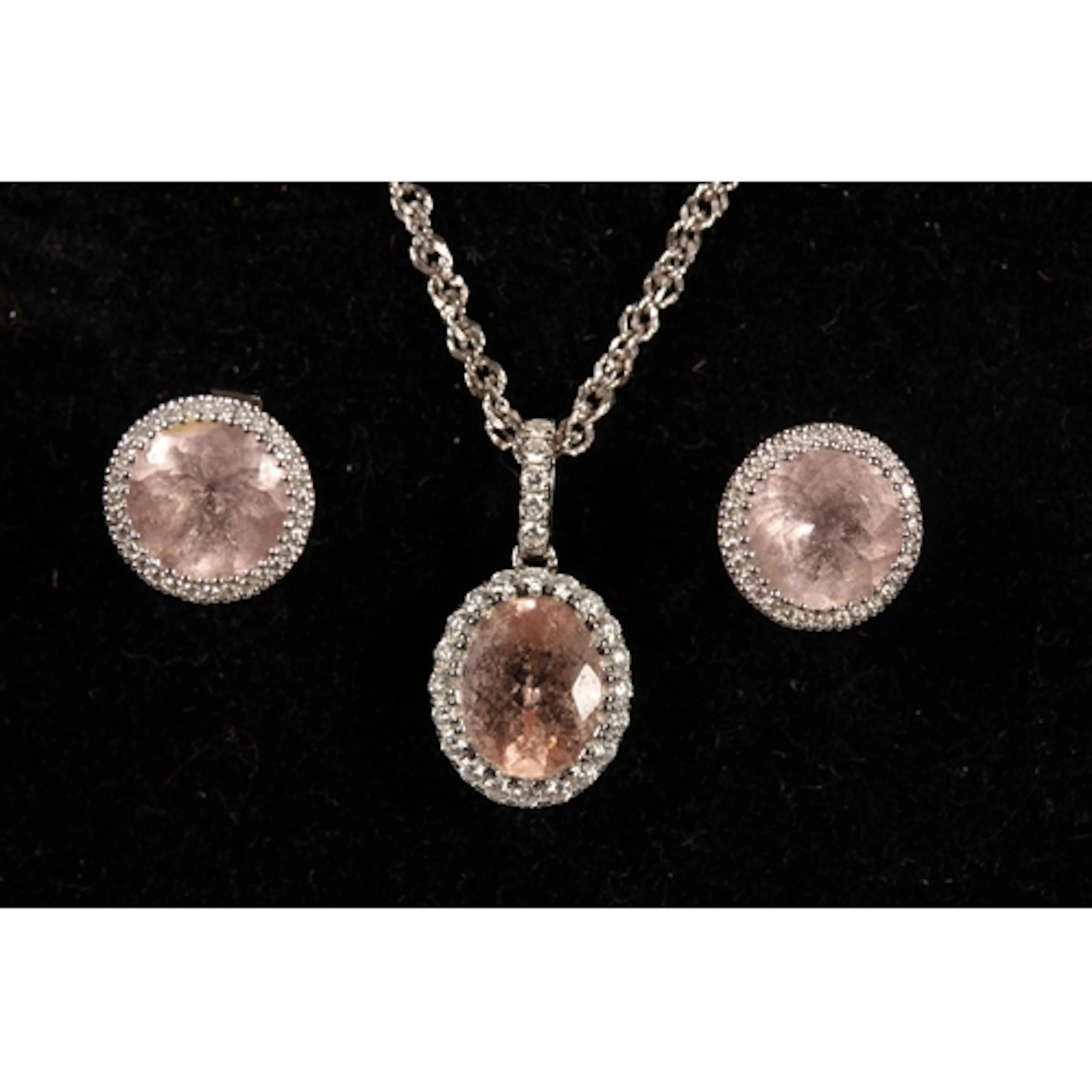 18ct white gold morganite and diamond stud earrings and matc...