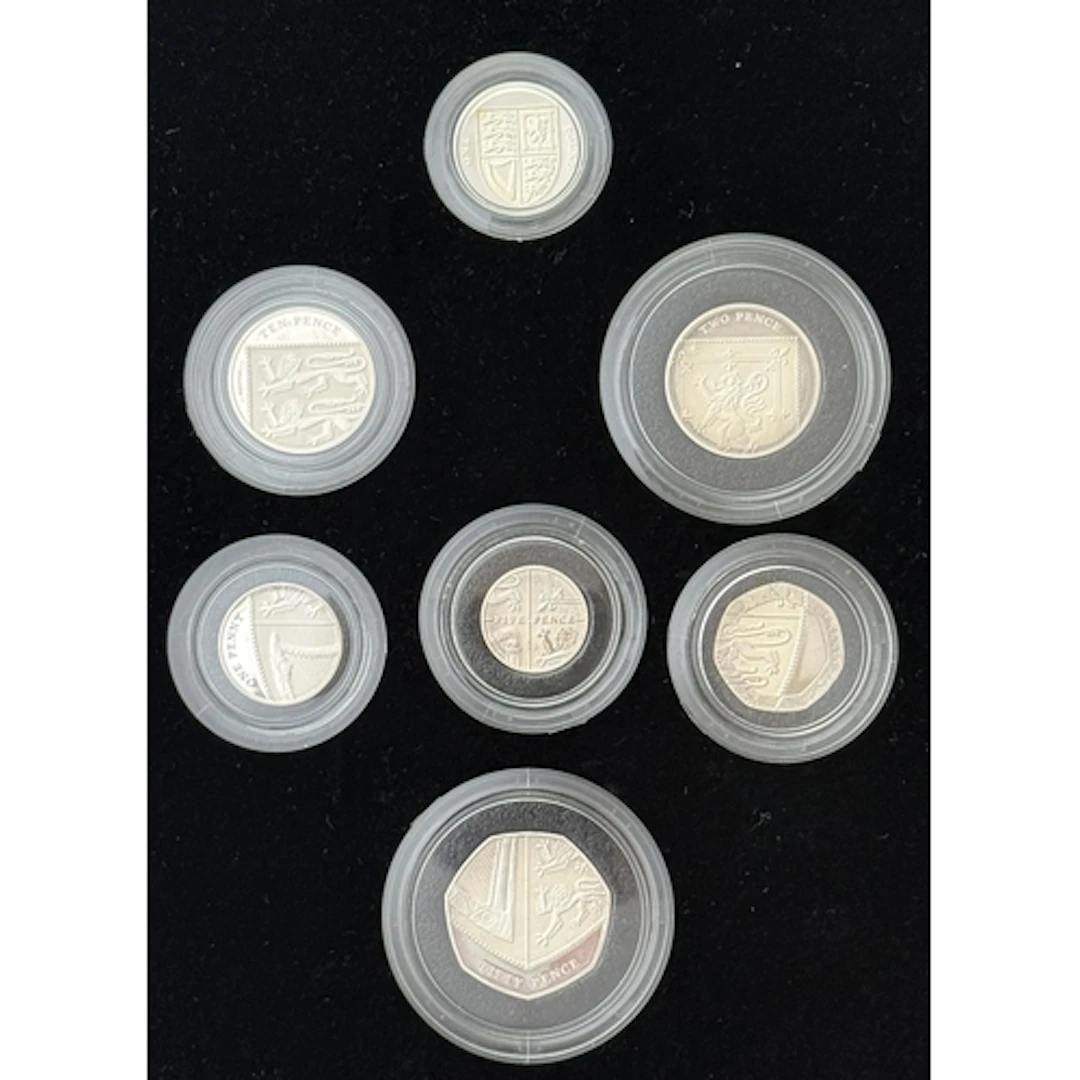 UK 2008 Royal Shield of Arms Silver Proof Seven-Coin Set, co...