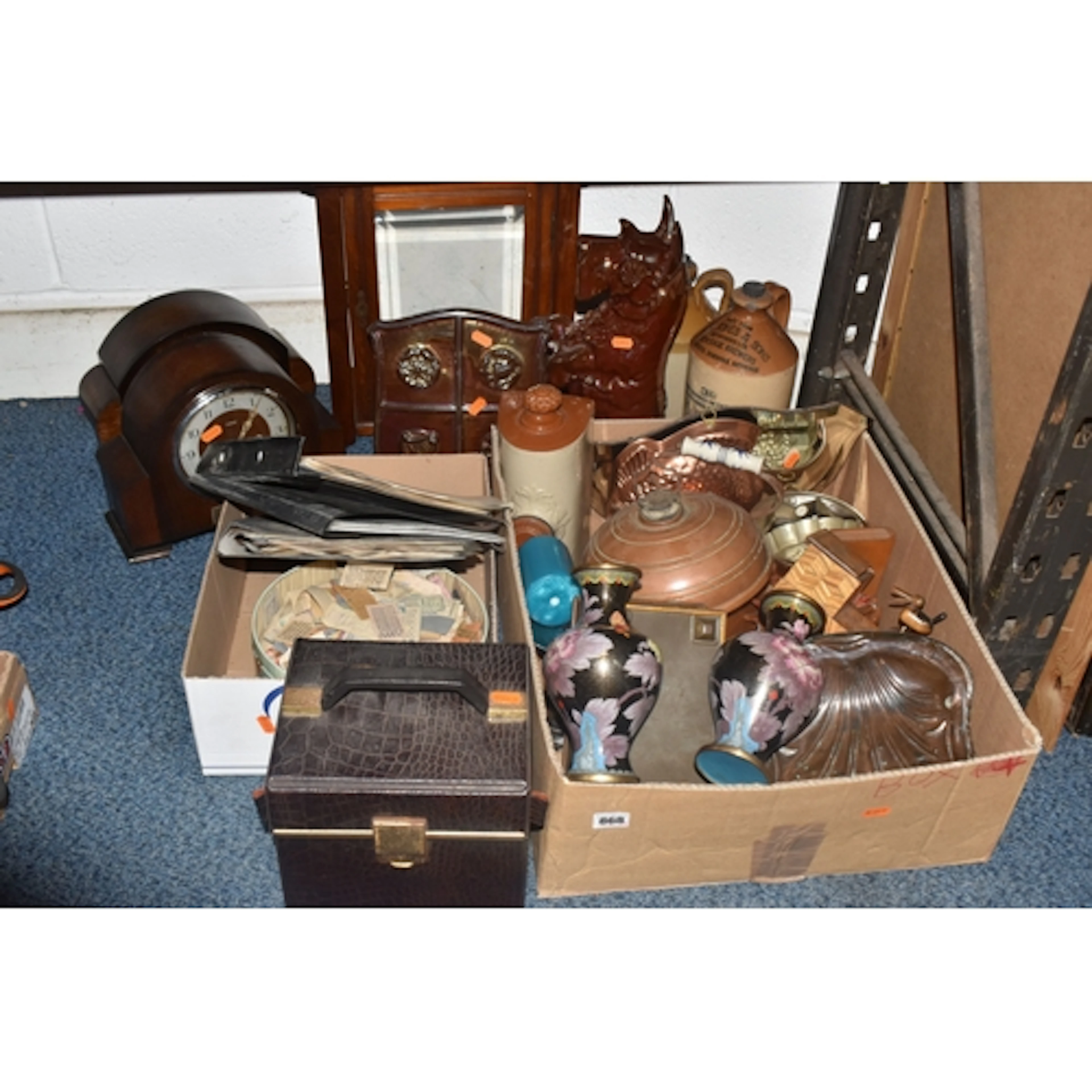 TWO BOXES AND LOOSE MIXED SUNDRIES to include two Jingfa clo...