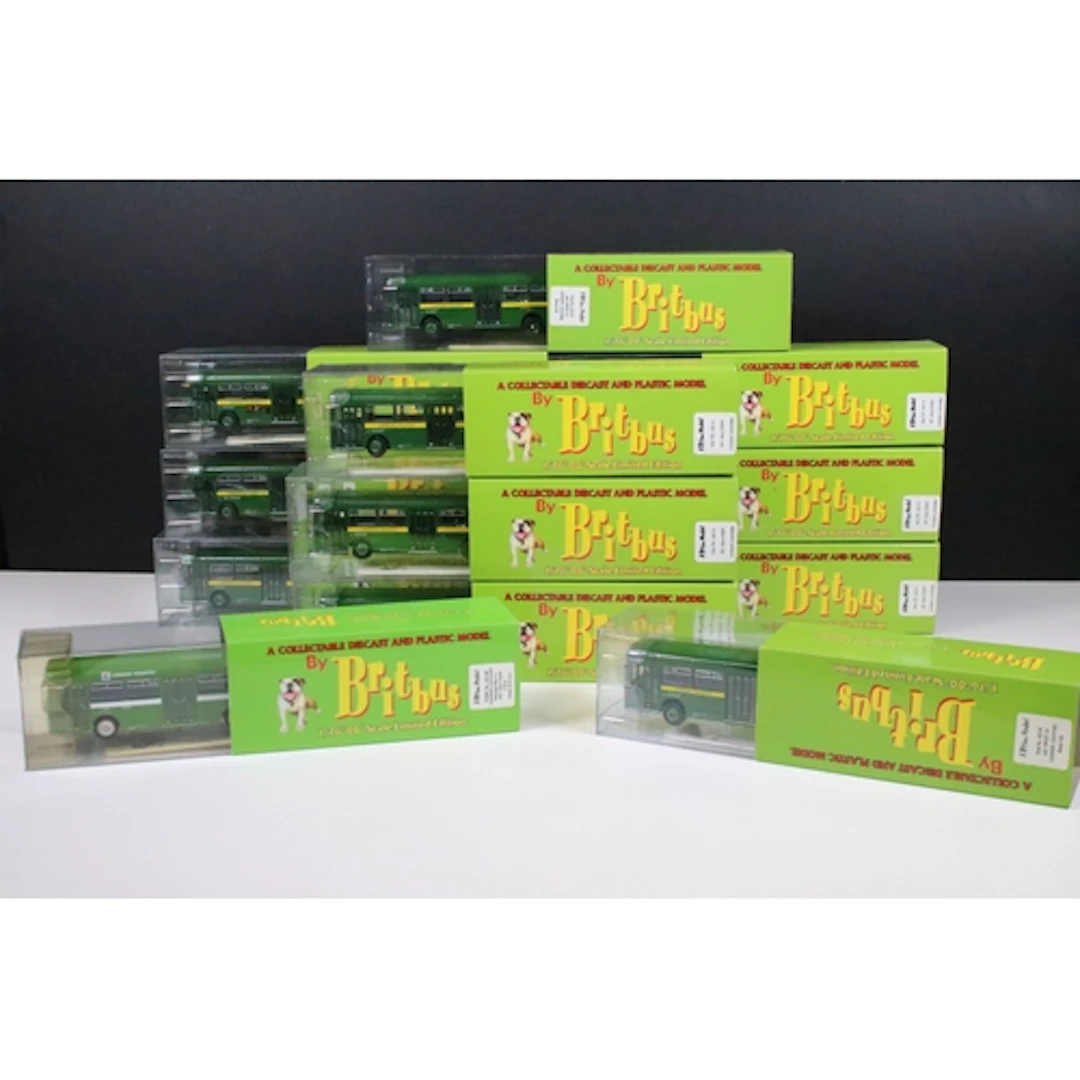 12 Boxed Britbus diecast model buses to include AS2-11 AEC S...