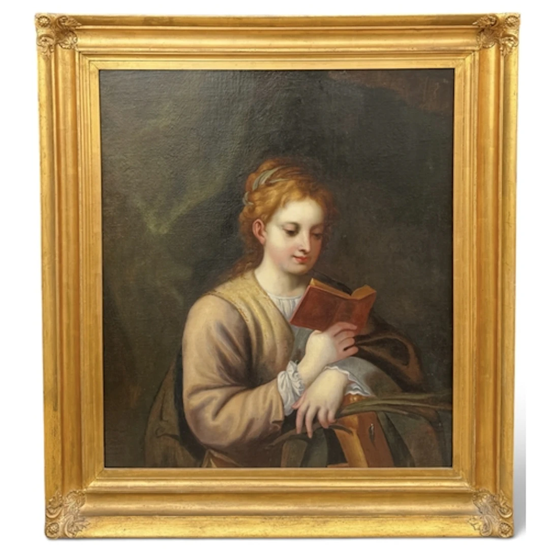 AFTER ANTONIO DA CORREGIO: ST CATHERINE READING, OIL ON CANV...