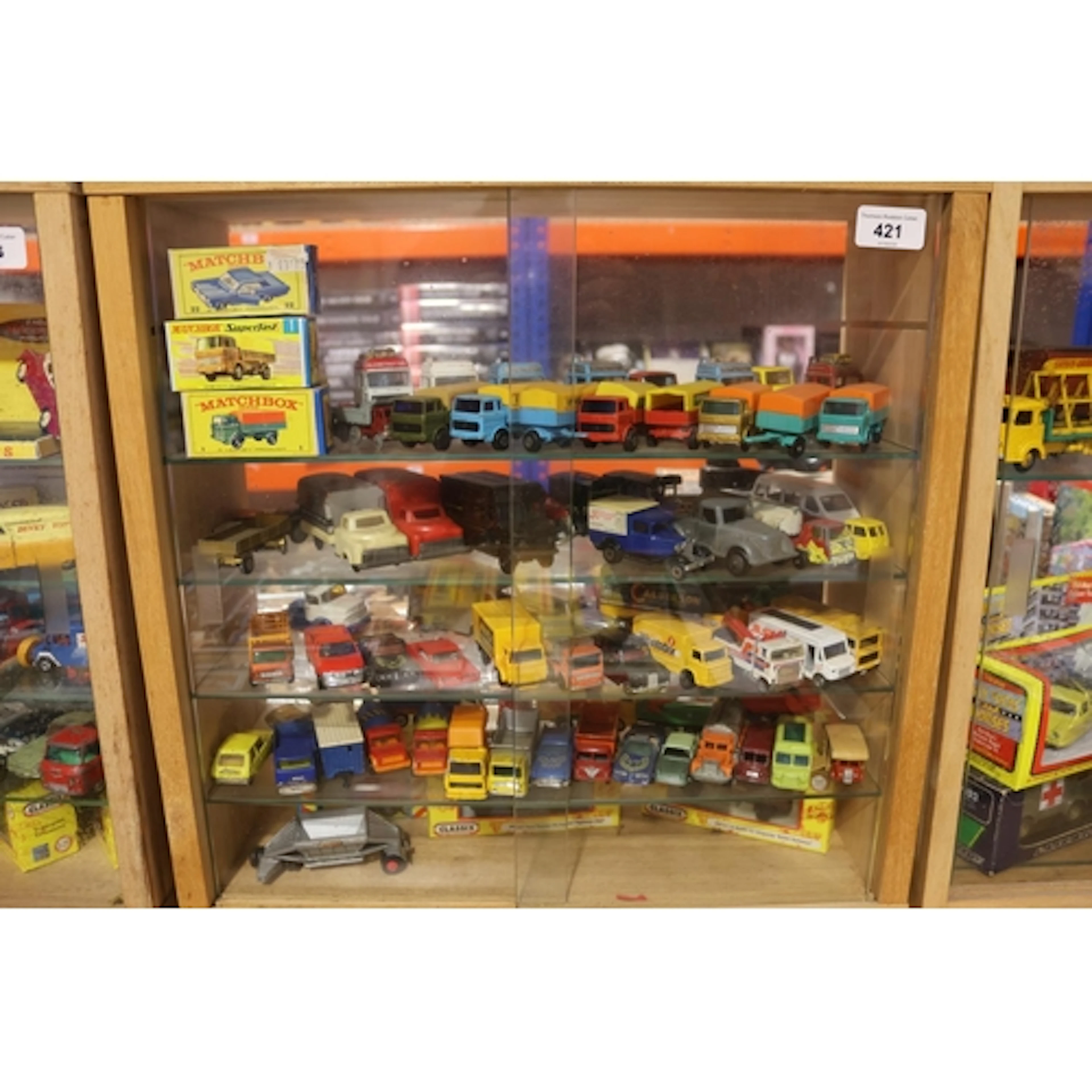 Ikea sliding door wall display case containing diecast model...